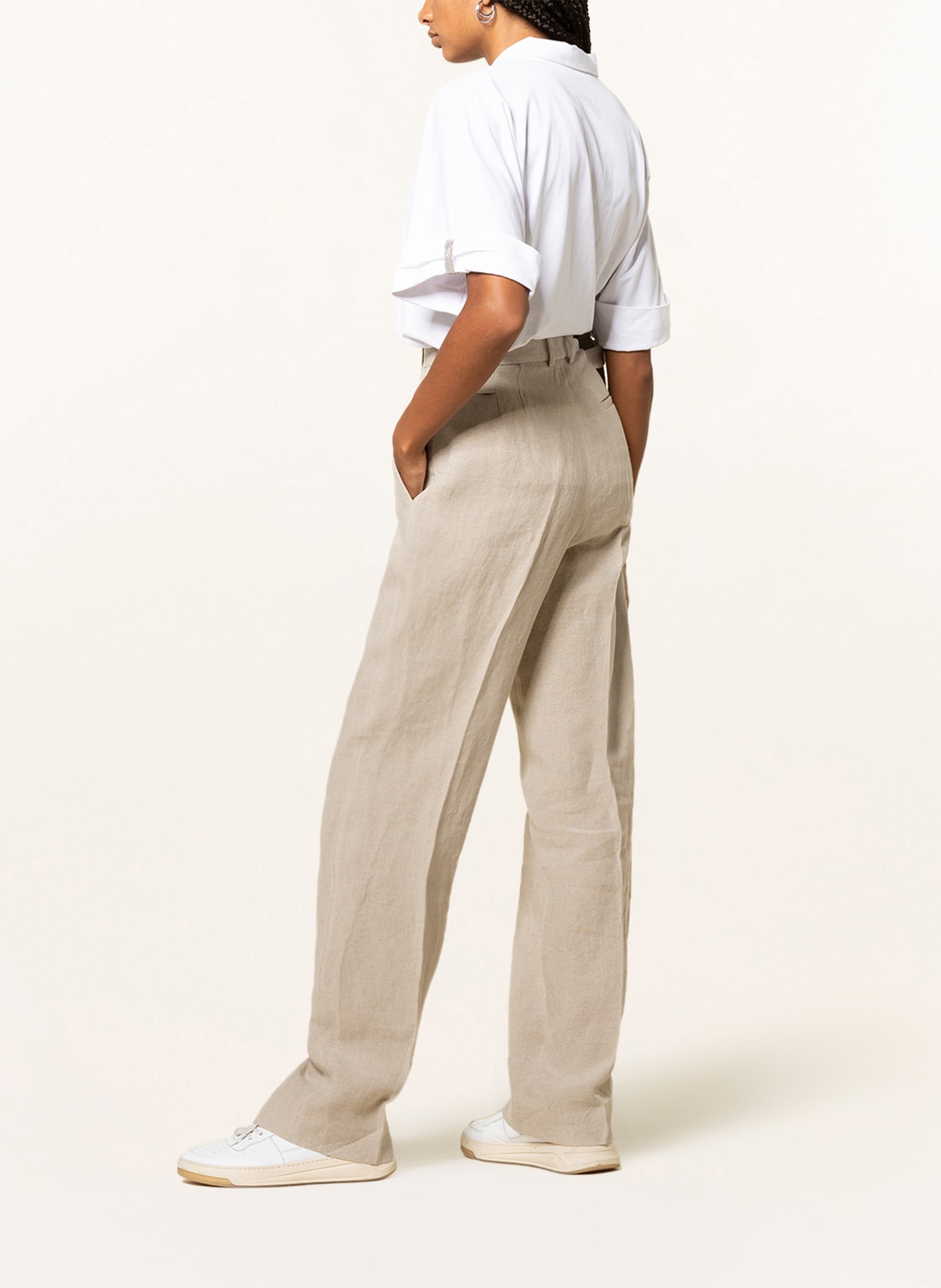 FABIANA FILIPPI Linen pants, Color: LIGHT GRAY/ BEIGE (Image 4)