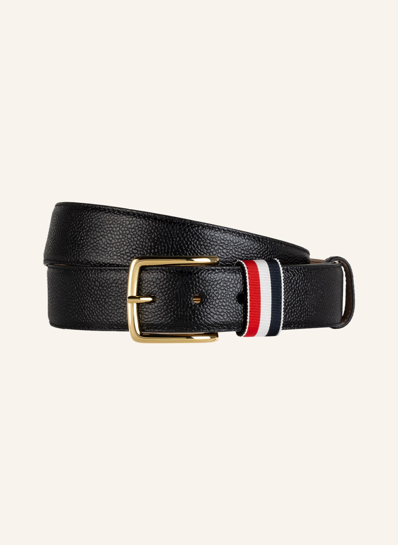 THOM BROWNE. Leather belt, Color: BLACK (Image 1)