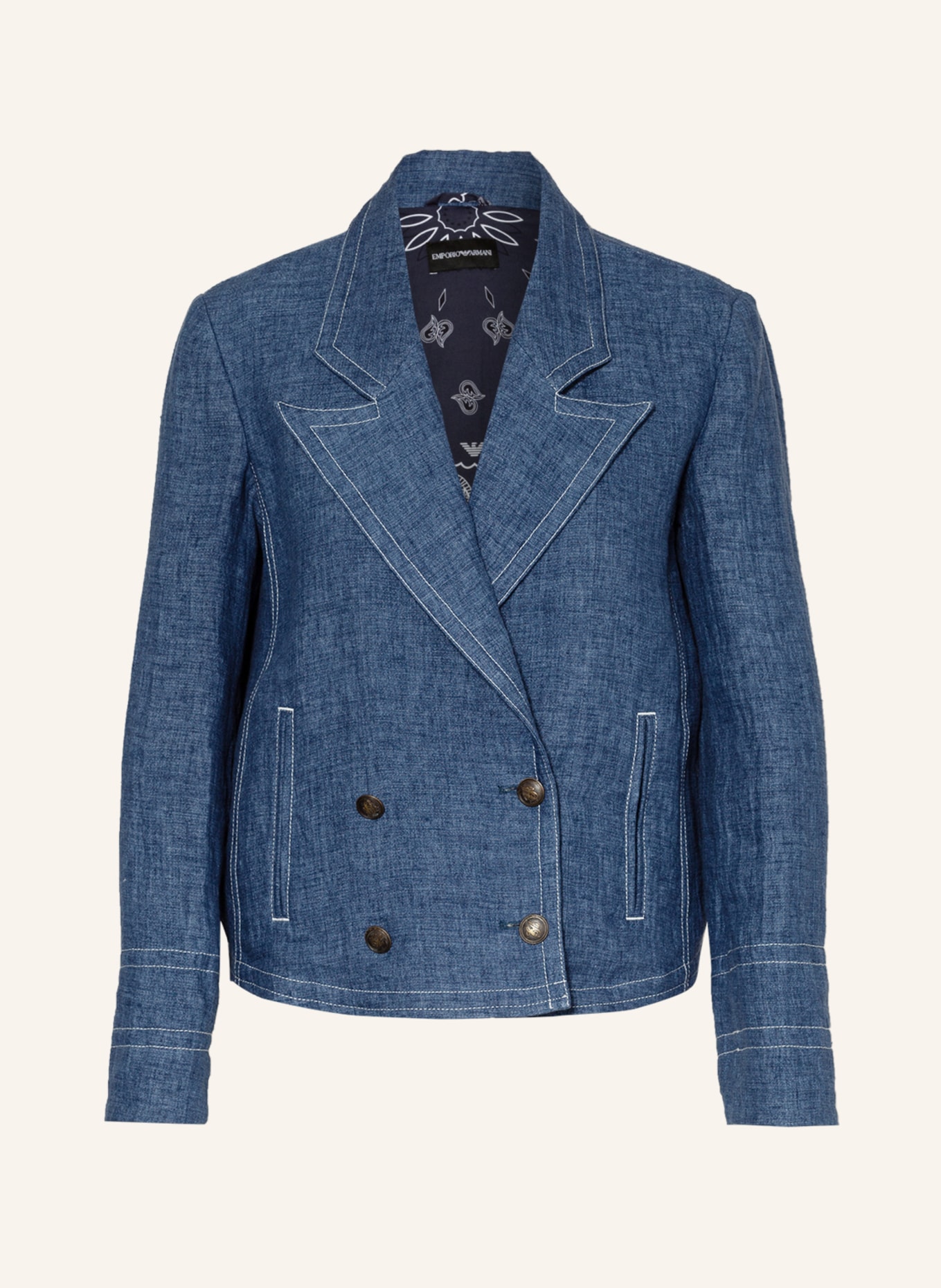 EMPORIO ARMANI Linen blazer, Color: DARK BLUE (Image 1)