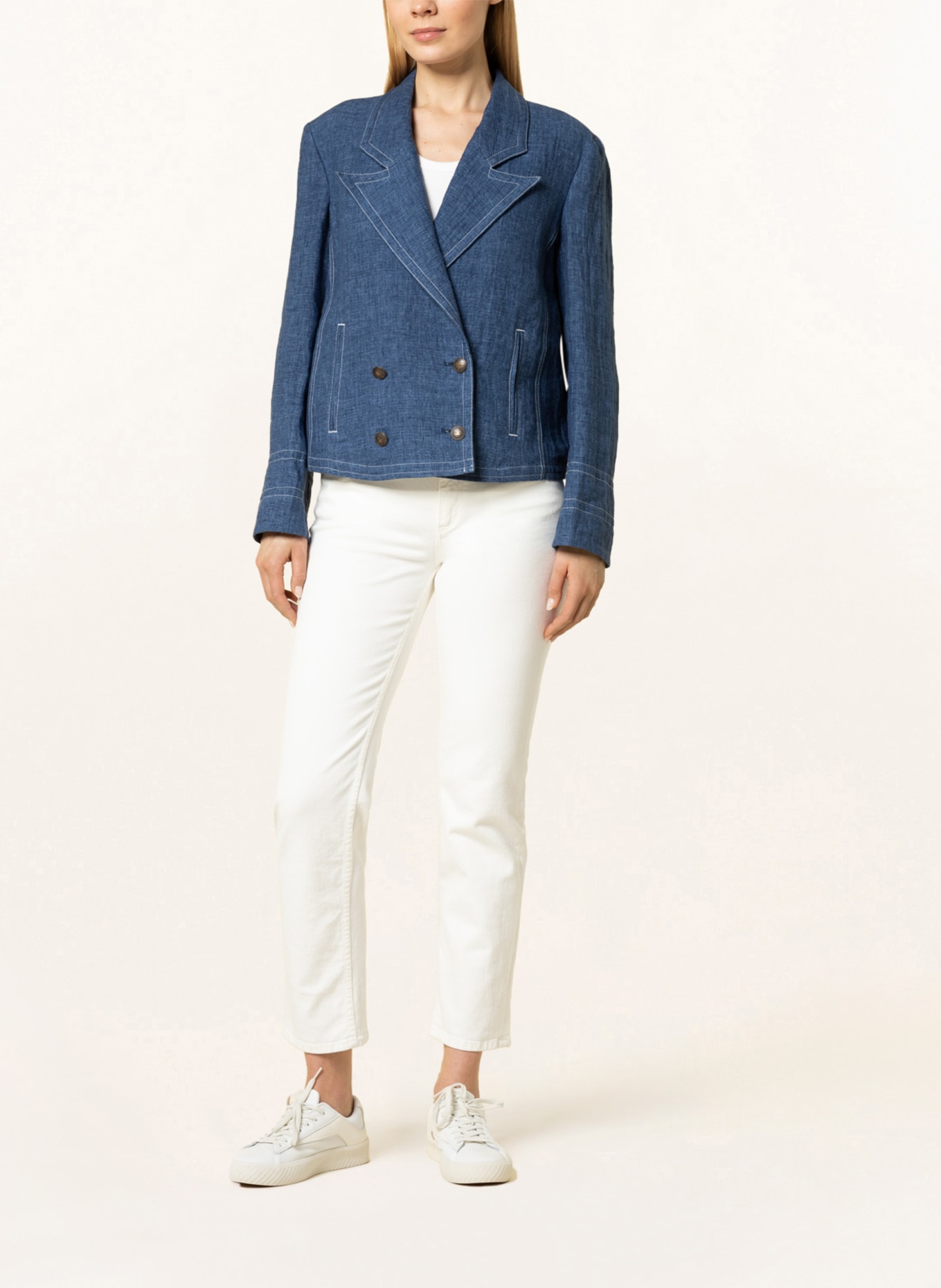 EMPORIO ARMANI Linen blazer, Color: DARK BLUE (Image 2)