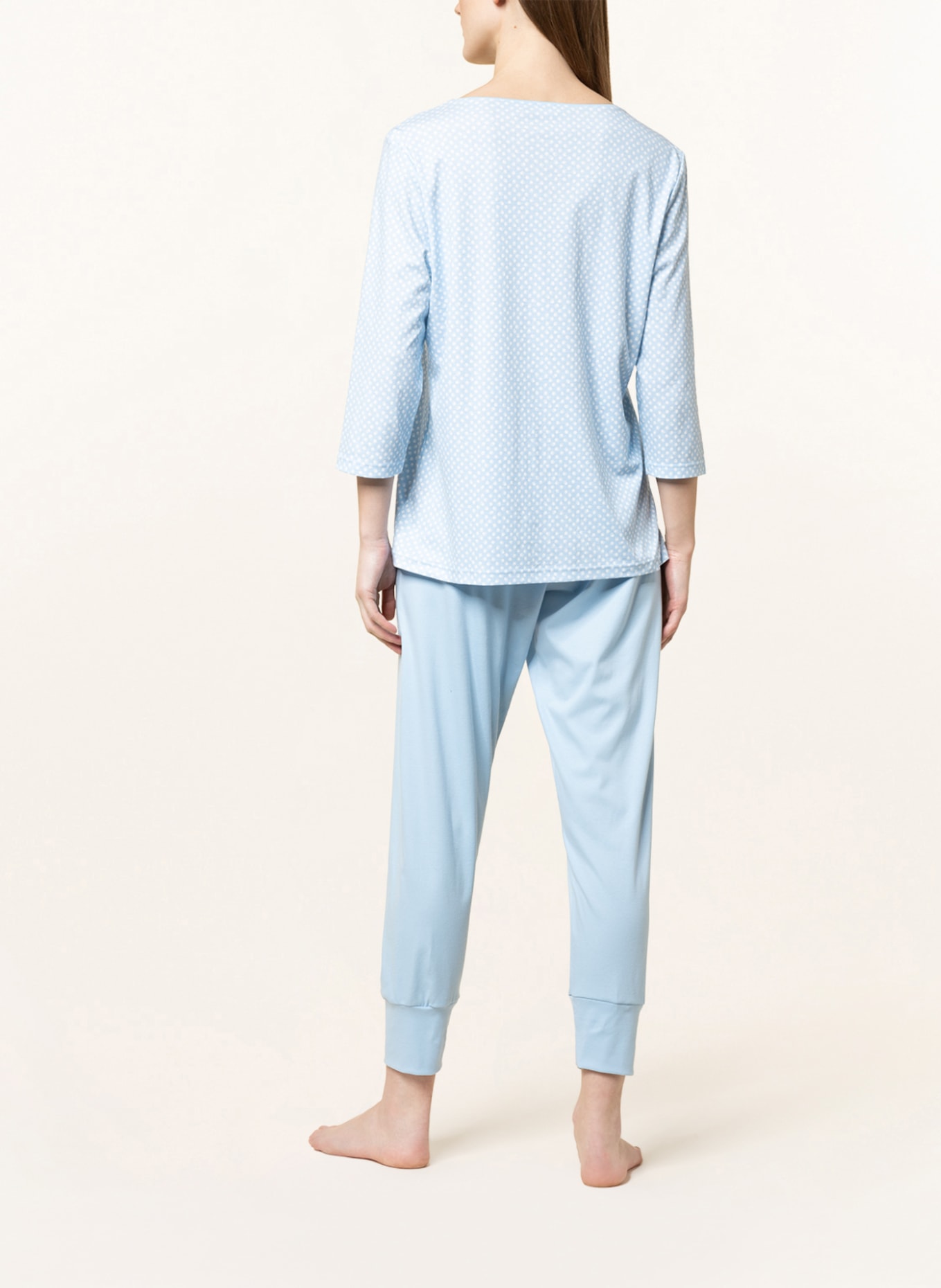 mey 7/8-Schlafanzug Serie EMELIE mit 3/4-Arm, Farbe: HELLBLAU/ WEISS (Bild 3)