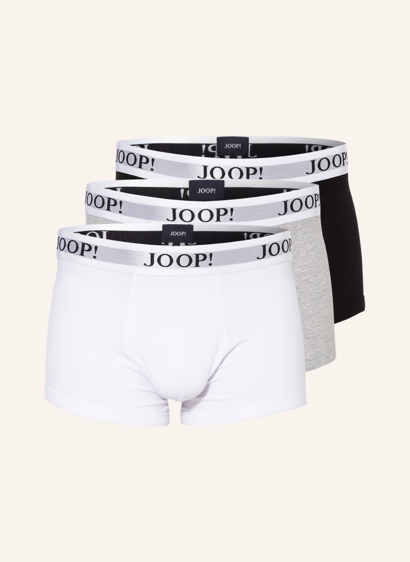 JOOP! 3er-Pack Boxershorts, Farbe: WEISS/ SCHWARZ/ HELLGRAU (Bild 1)
