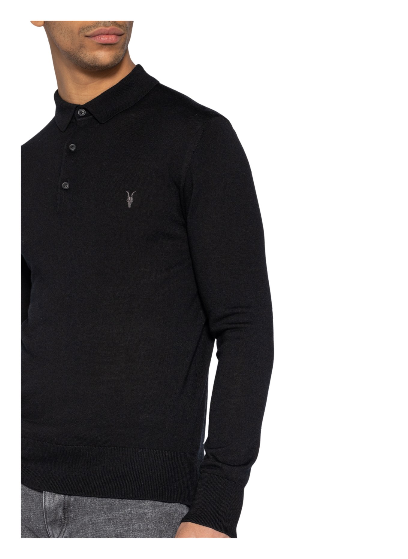 ALLSAINTS Knitted polo shirt MERINO, Color: BLACK (Image 4)