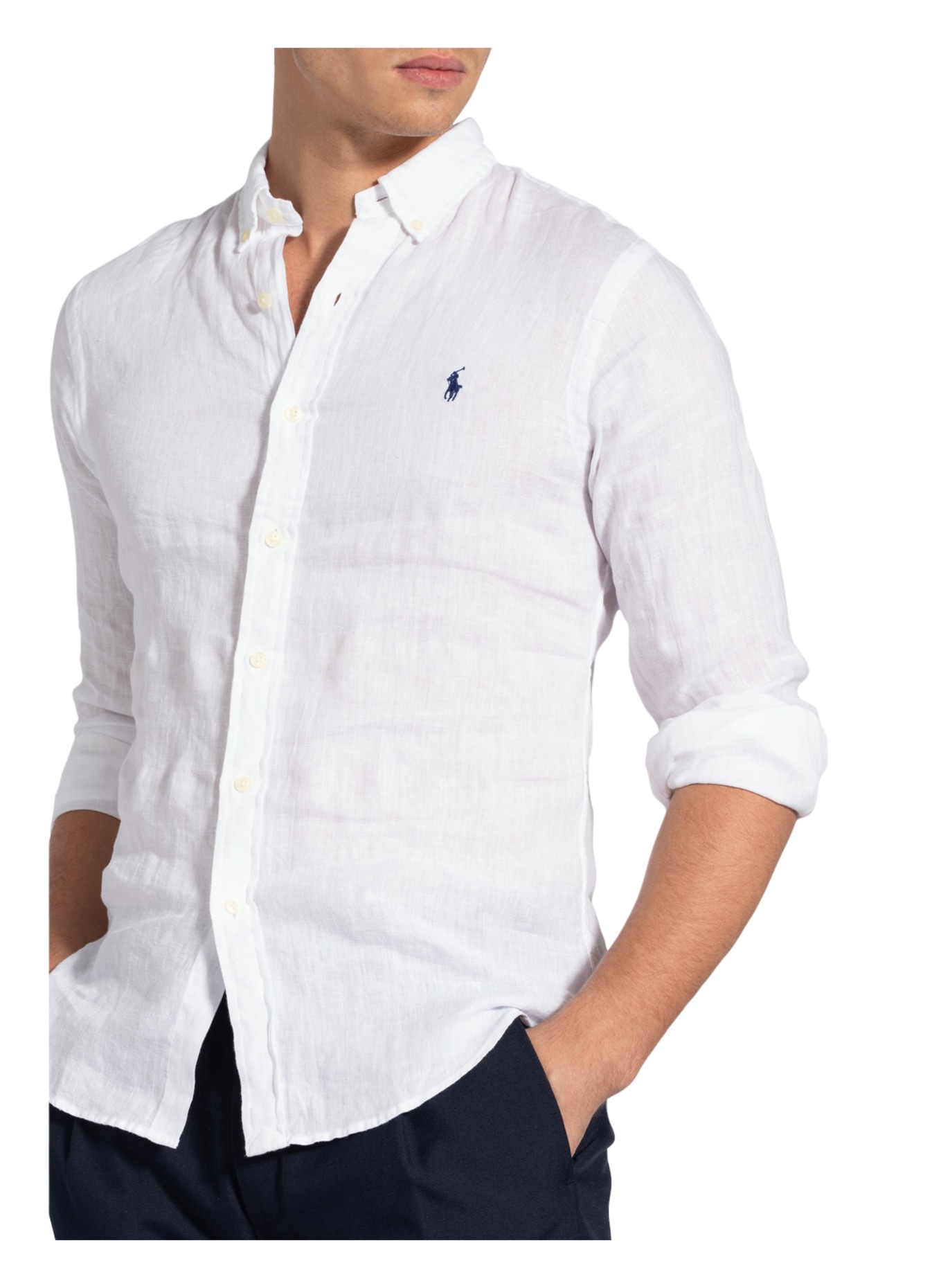 POLO RALPH LAUREN Linen shirt slim fit , Color: WHITE (Image 4)
