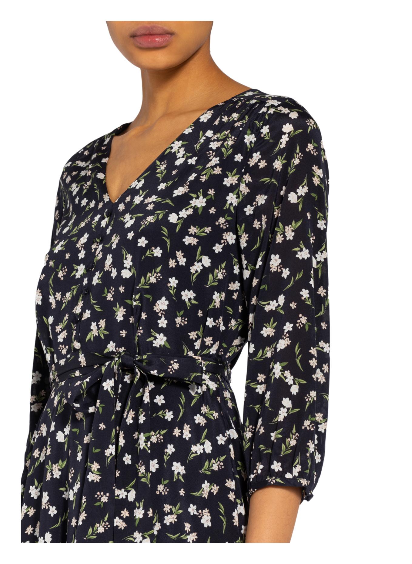 HOBBS Seidenkleid ELENA mit 3/4-Arm: DUNKELBLAU / WEISS / GRÜN