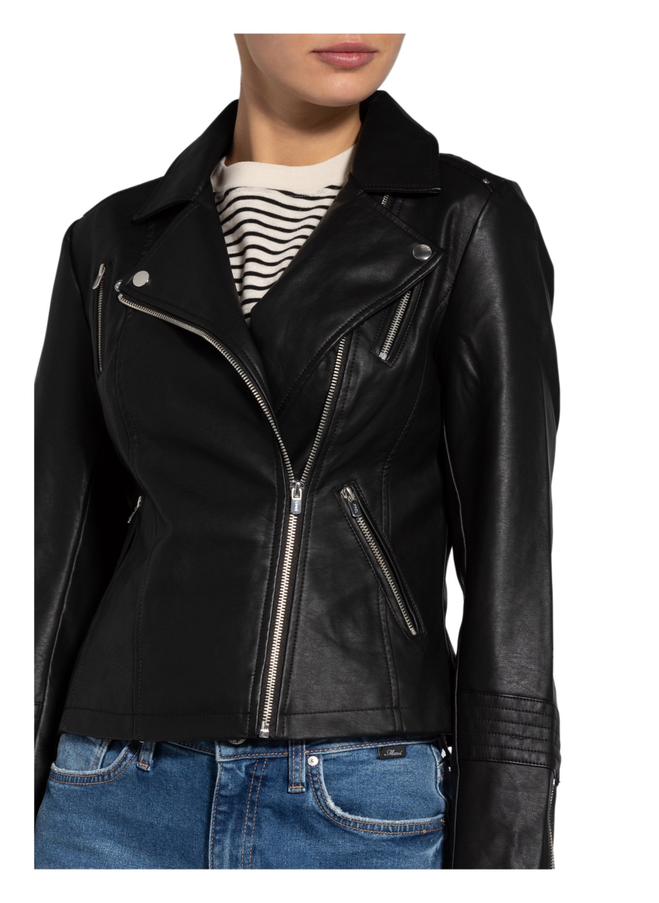ONLY Biker jacket in leather look, Color: BLACK (Image 4)