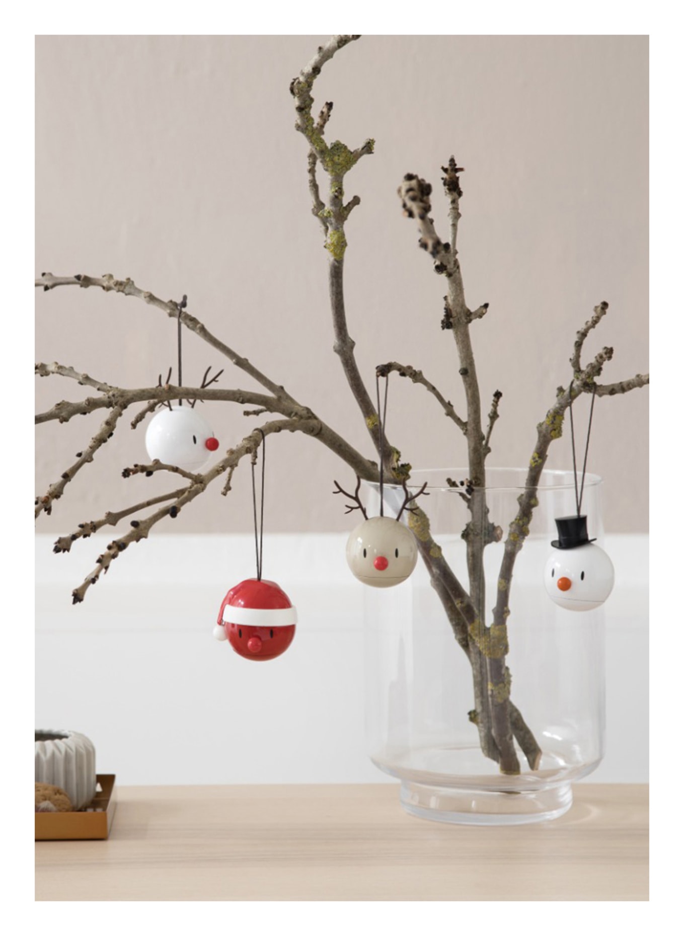 Hoptimist 2er-Set Weihnachtskugeln REINDEER: WEISS / DUNKELBRAUN / ROT