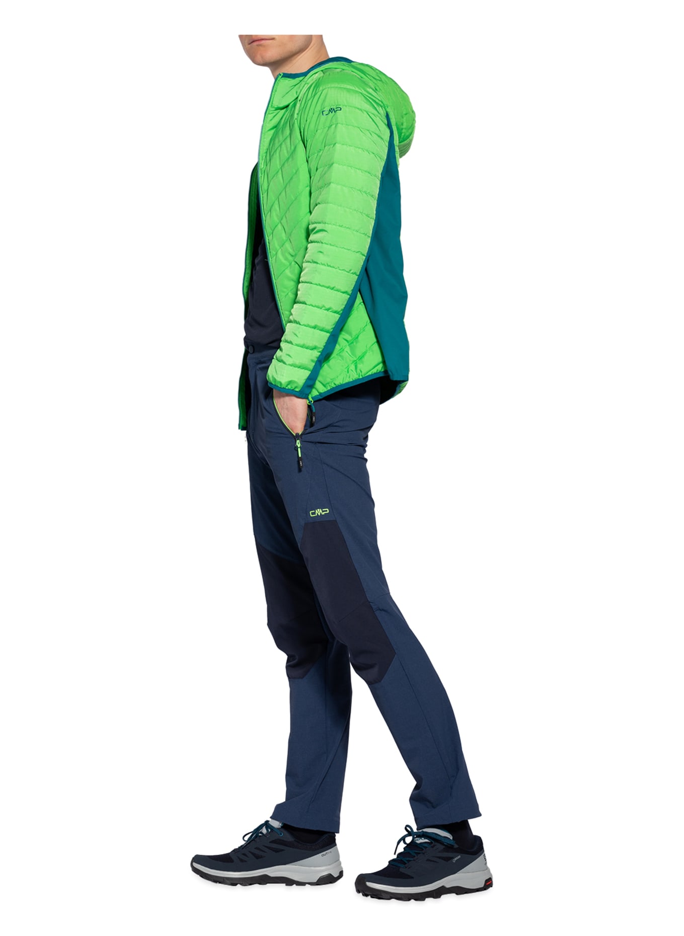 CMP Outdoor trousers with UV protection 40: DARK BLUE / BLUE / NEON GREEN