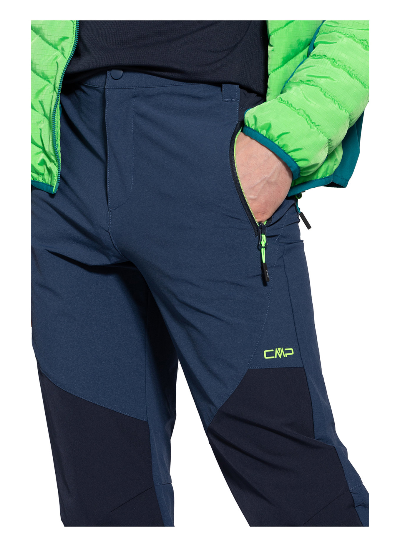 CMP Outdoor trousers with UV protection 40: DARK BLUE / BLUE / NEON GREEN