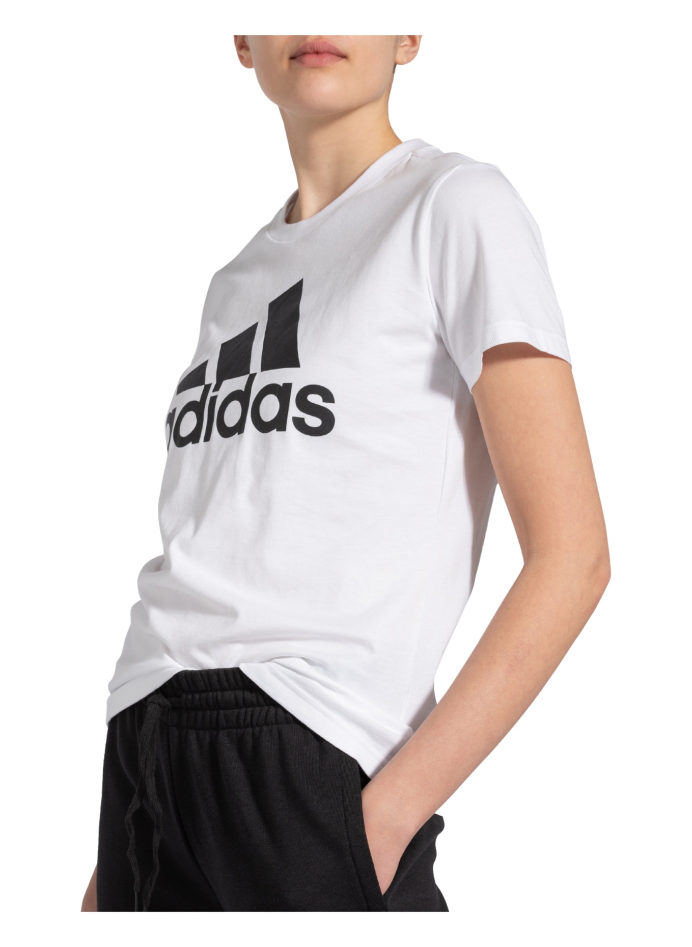 adidas T-Shirt LOUNGEWEAR ESSENTIALS, Farbe: WEISS/ SCHWARZ (Bild 4)