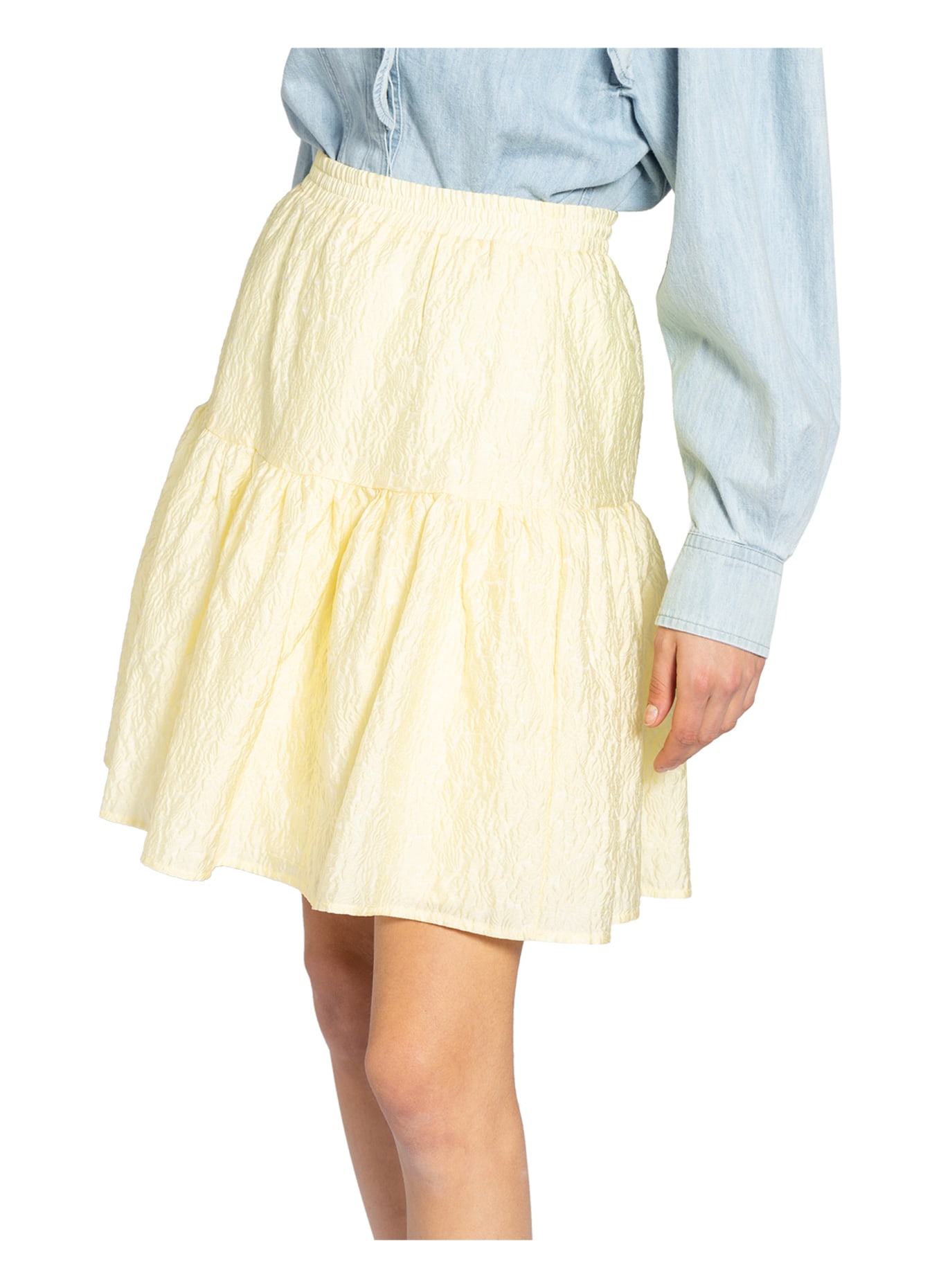 BARDOT Jacquard skirt DEMI, Color: LIGHT YELLOW (Image 4)