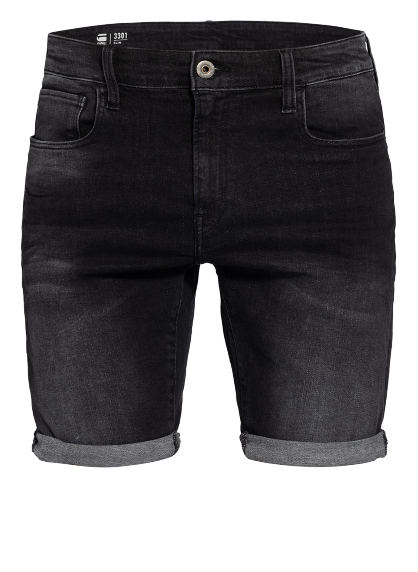 G-Star RAW Szorty jeansowe 3301 slim fit, Kolor: 9887 Medium Aged Grey (Obrazek 1)