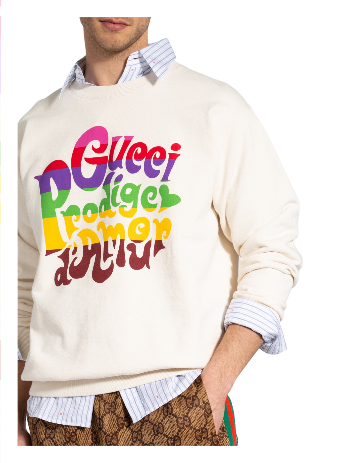 GUCCI Oversized sweatshirt, Color: ECRU/ GREEN/ YELLOW (Image 4)