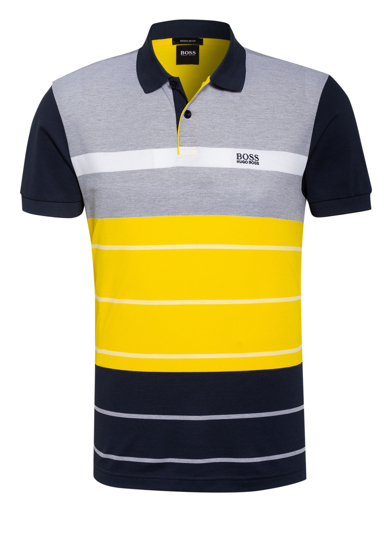 BOSS Piqué-Poloshirt PADDY: DUNKELBLAU / GELB / WEISS