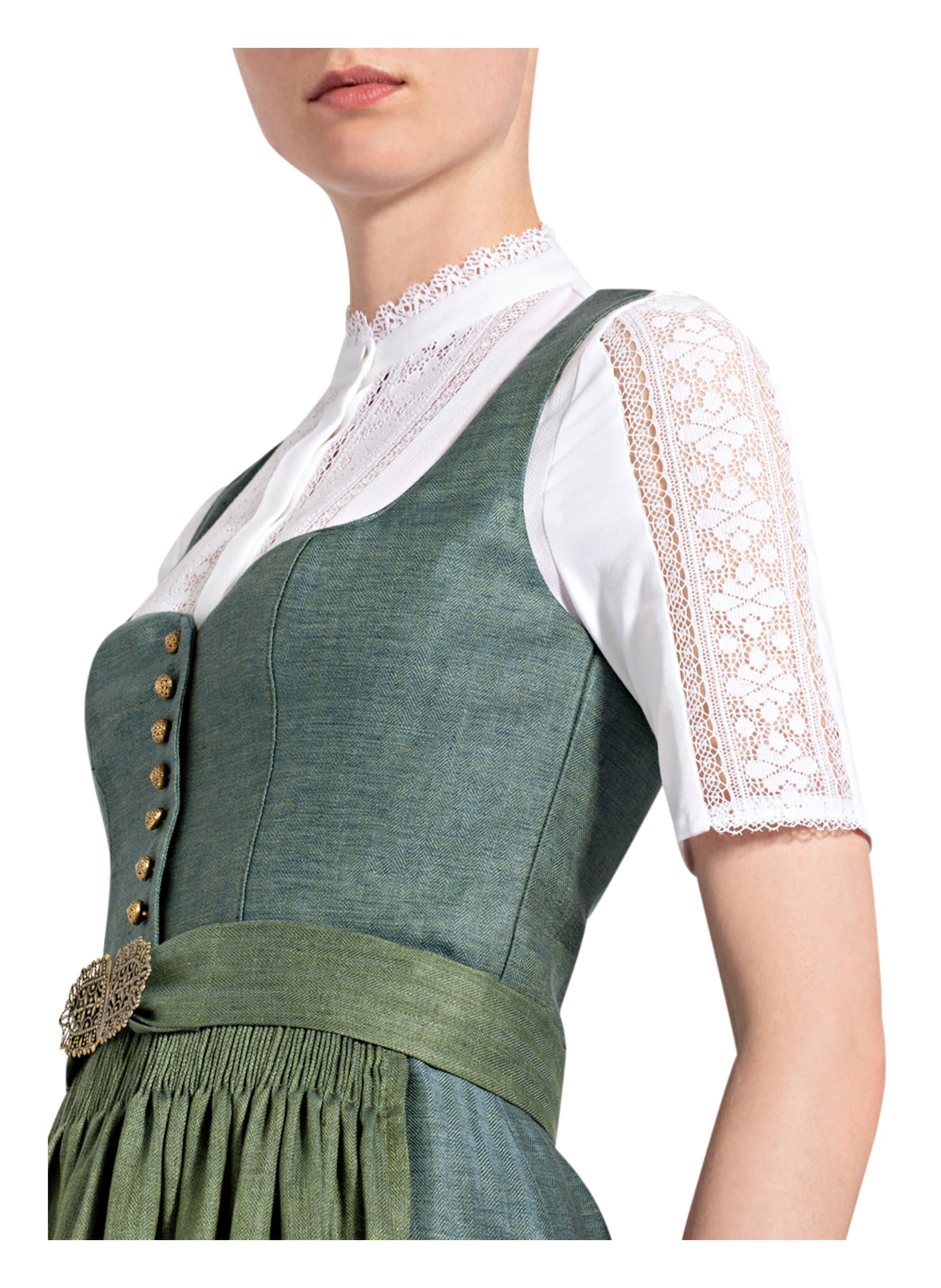 Gottseidank Dirndl blouse CALLA with linen and lace trim, Color: WHITE (Image 2)