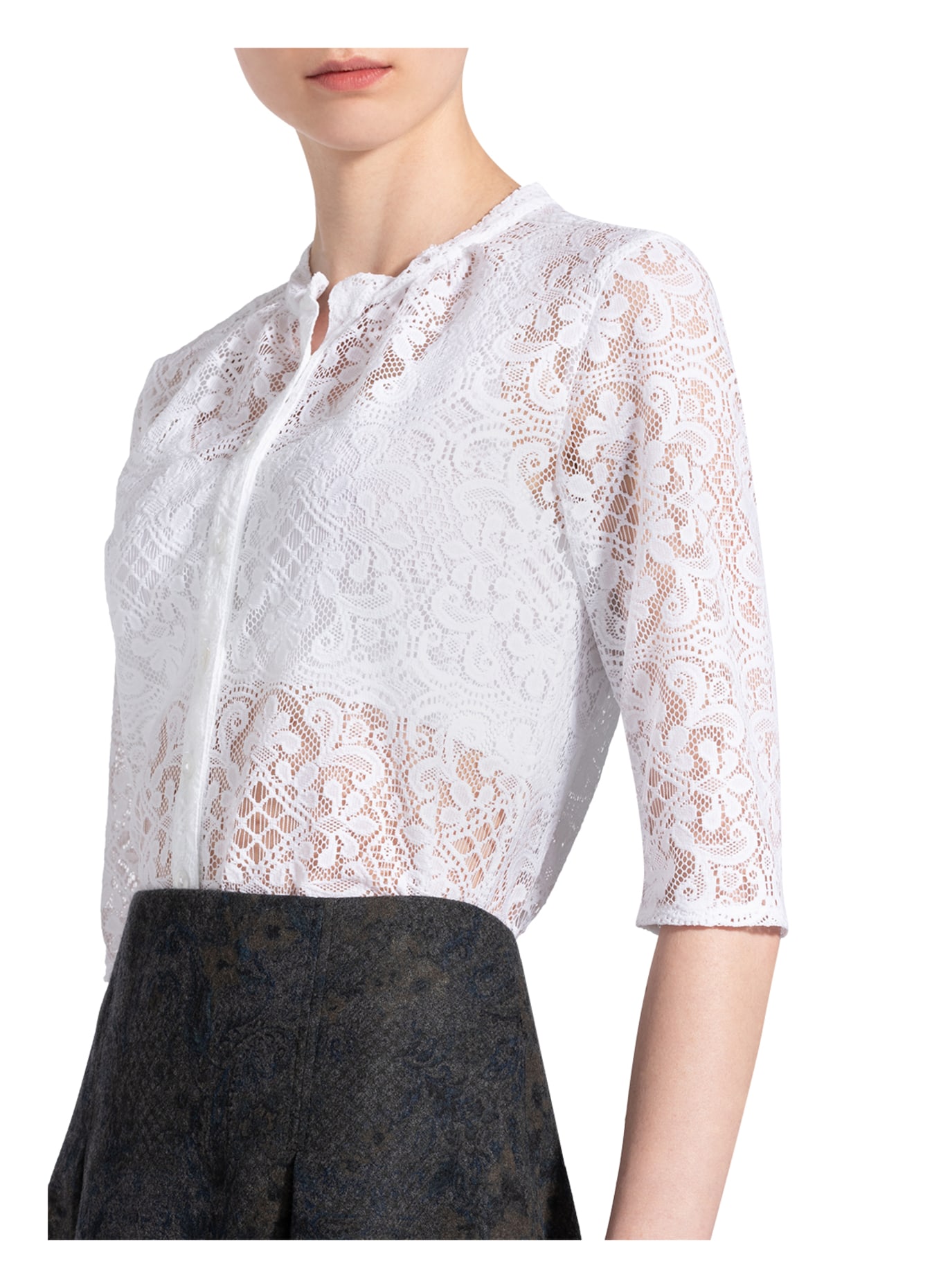 BERWIN & WOLFF Trachten blouse with 3/4 sleeves in lace, Color: WHITE (Image 3)