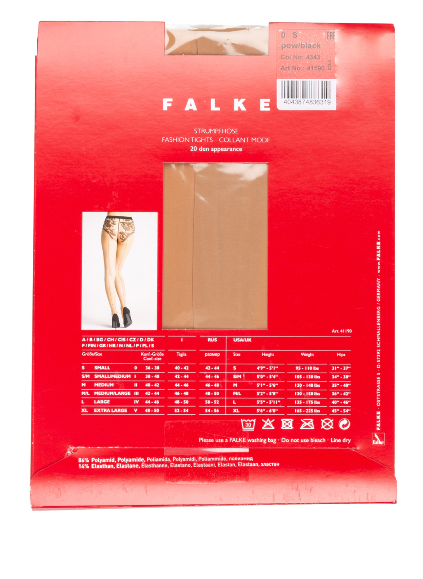 FALKE Nylon pantyhose SHEER LADY, Color: 4343 POW/BLACK (Image 4)