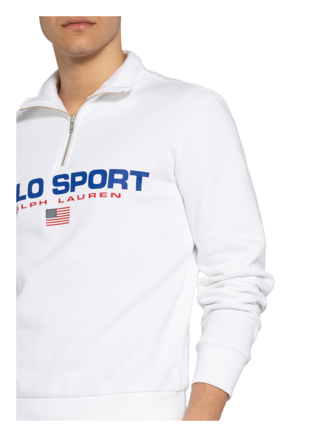 POLO SPORT Sweatshirt fabric half-zip sweater, Color: WHITE/ BLUE/ RED (Image 6)