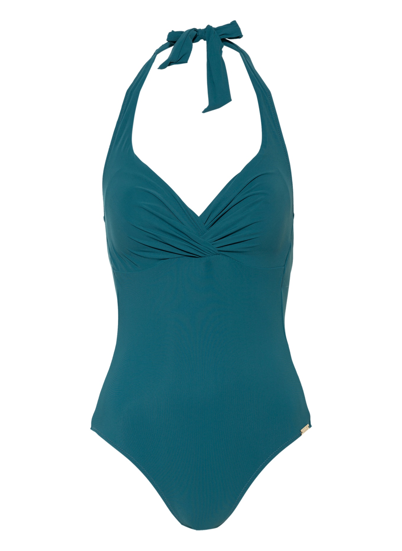 MARYAN MEHLHORN Halter neck swimsuit SOLIDS, Color: TEAL (Image 1)