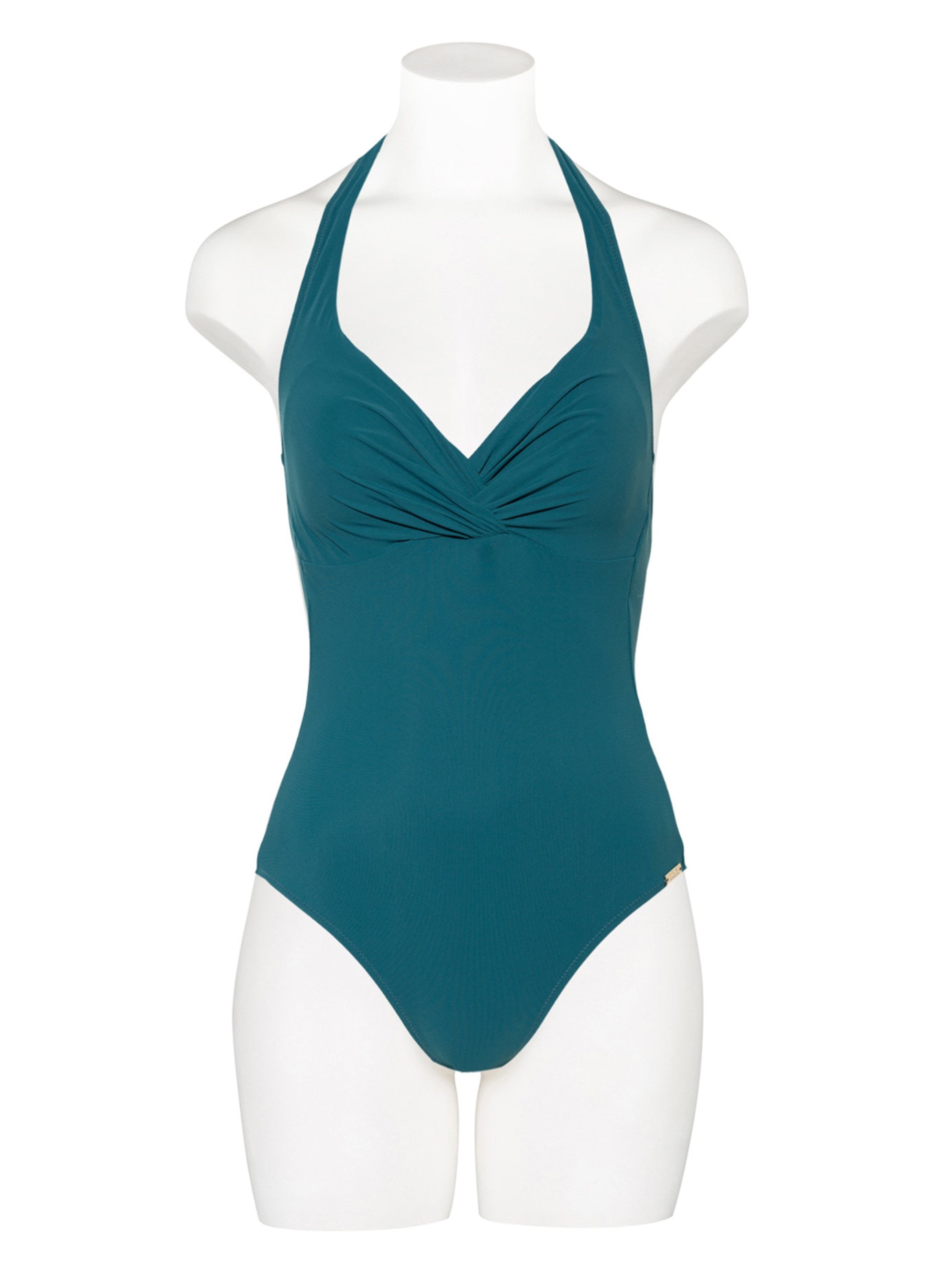 MARYAN MEHLHORN Halter neck swimsuit SOLIDS, Color: TEAL (Image 2)
