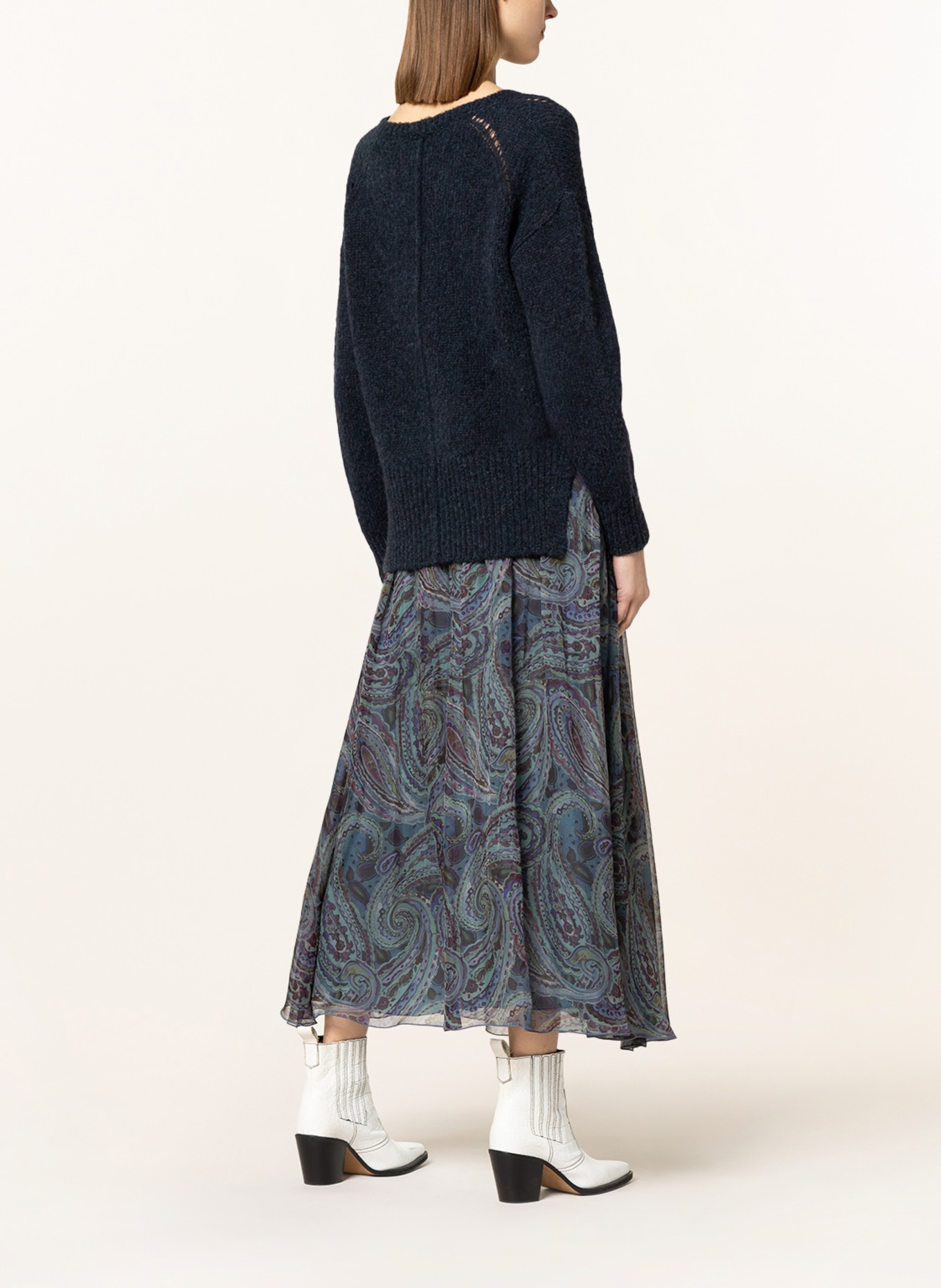 LUISA CERANO Pullover mit Alpaka: DUNKELBLAU / SCHWARZ