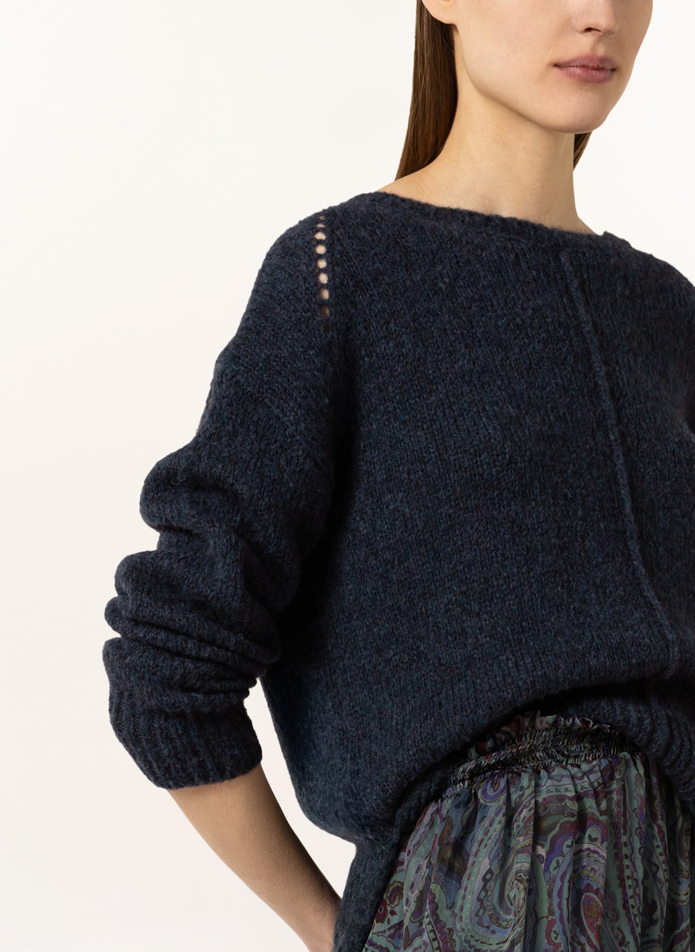 LUISA CERANO Pullover mit Alpaka: DUNKELBLAU / SCHWARZ