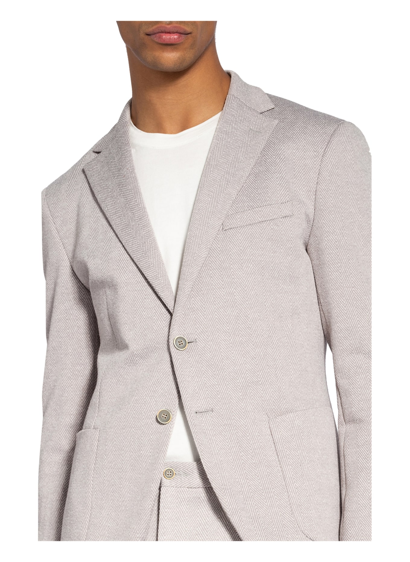 PAUL Suit jacket slim fit in jersey, Color: WHITE/ LIGHT GRAY (Image 4)