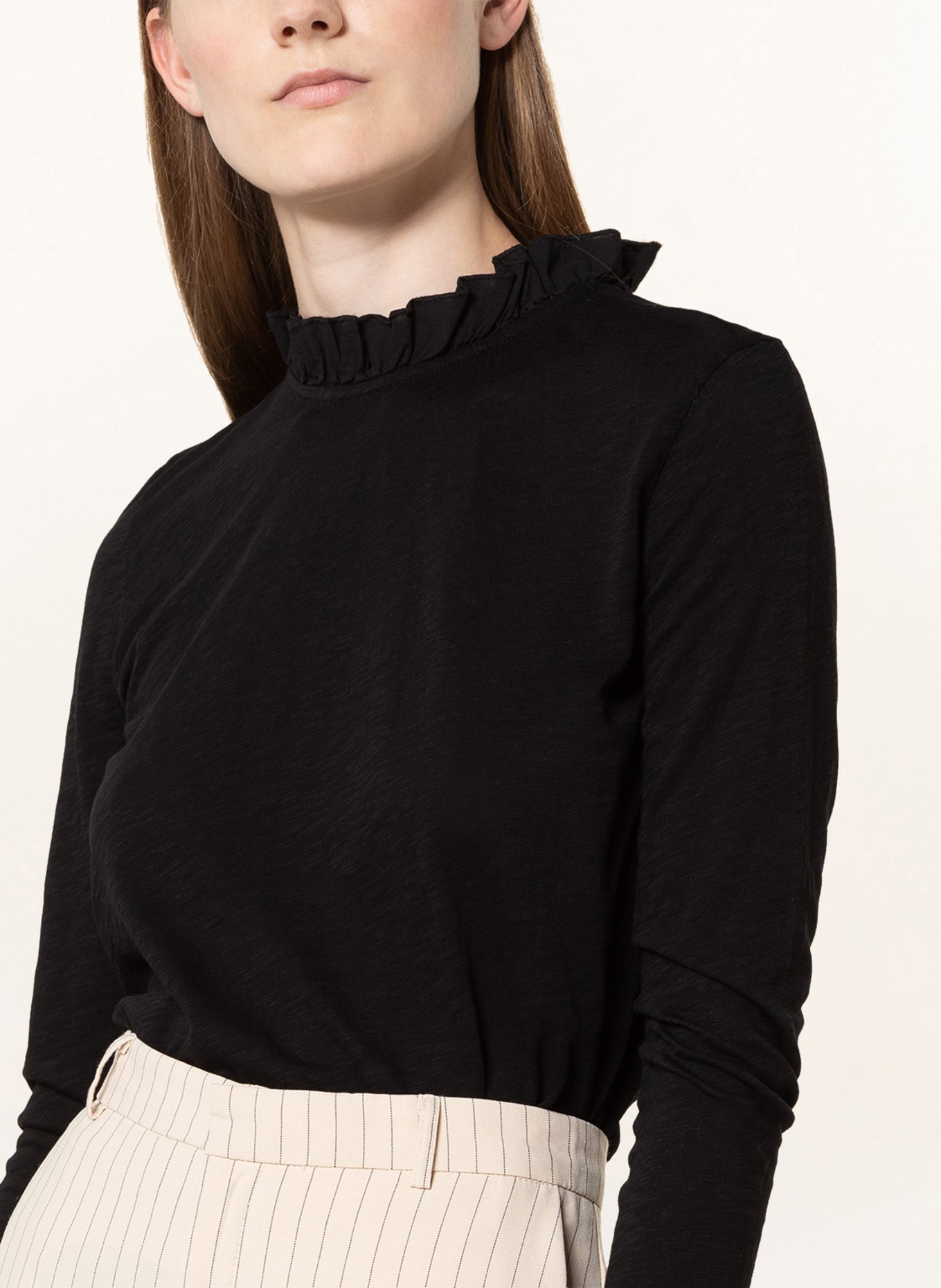 Rich & Royal Longsleeve im Materialmix: SCHWARZ