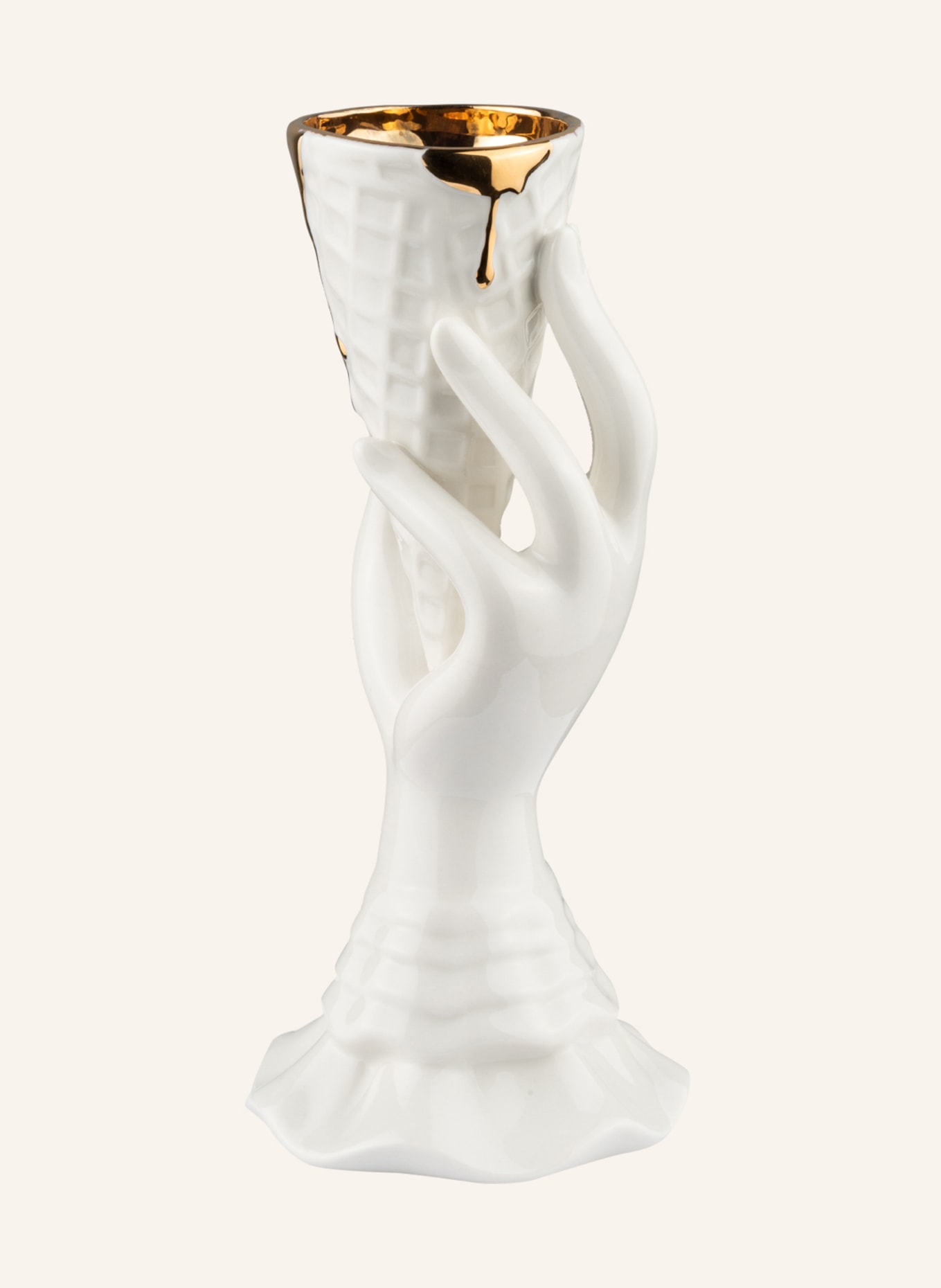 JONATHAN ADLER Vase GILDED MUSE I-SCREAM, Farbe: WEISS/ GOLD (Bild 2)