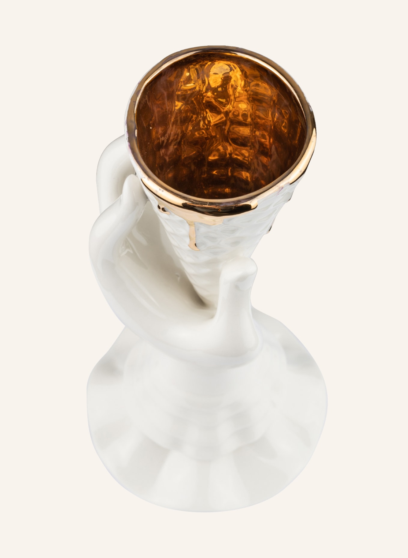 JONATHAN ADLER Vase GILDED MUSE I-SCREAM, Farbe: WEISS/ GOLD (Bild 3)