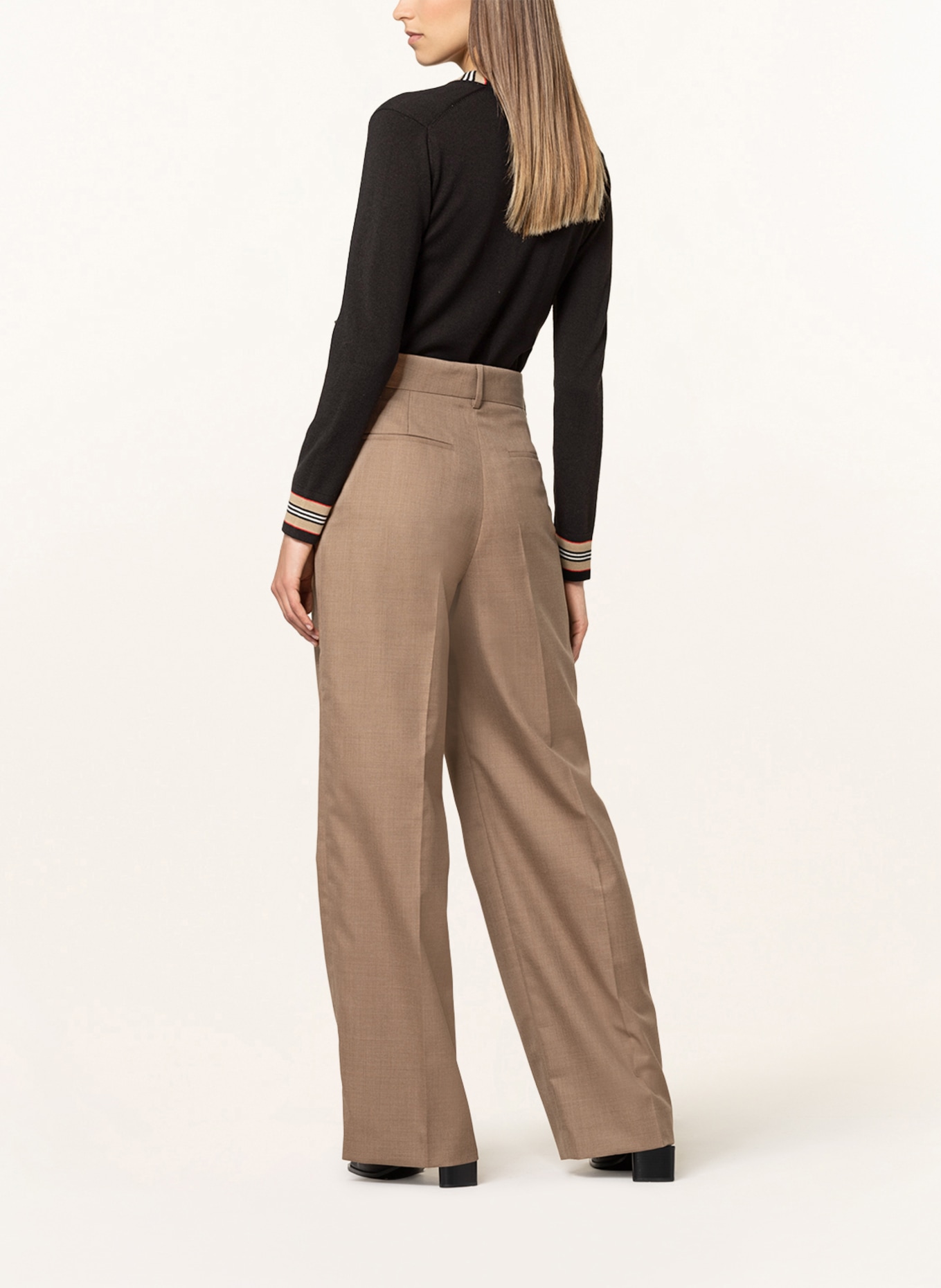 BURBERRY Wide leg trousers JANE with mohair wool and tuxedo stripe, Color: CAMEL (Image 3)