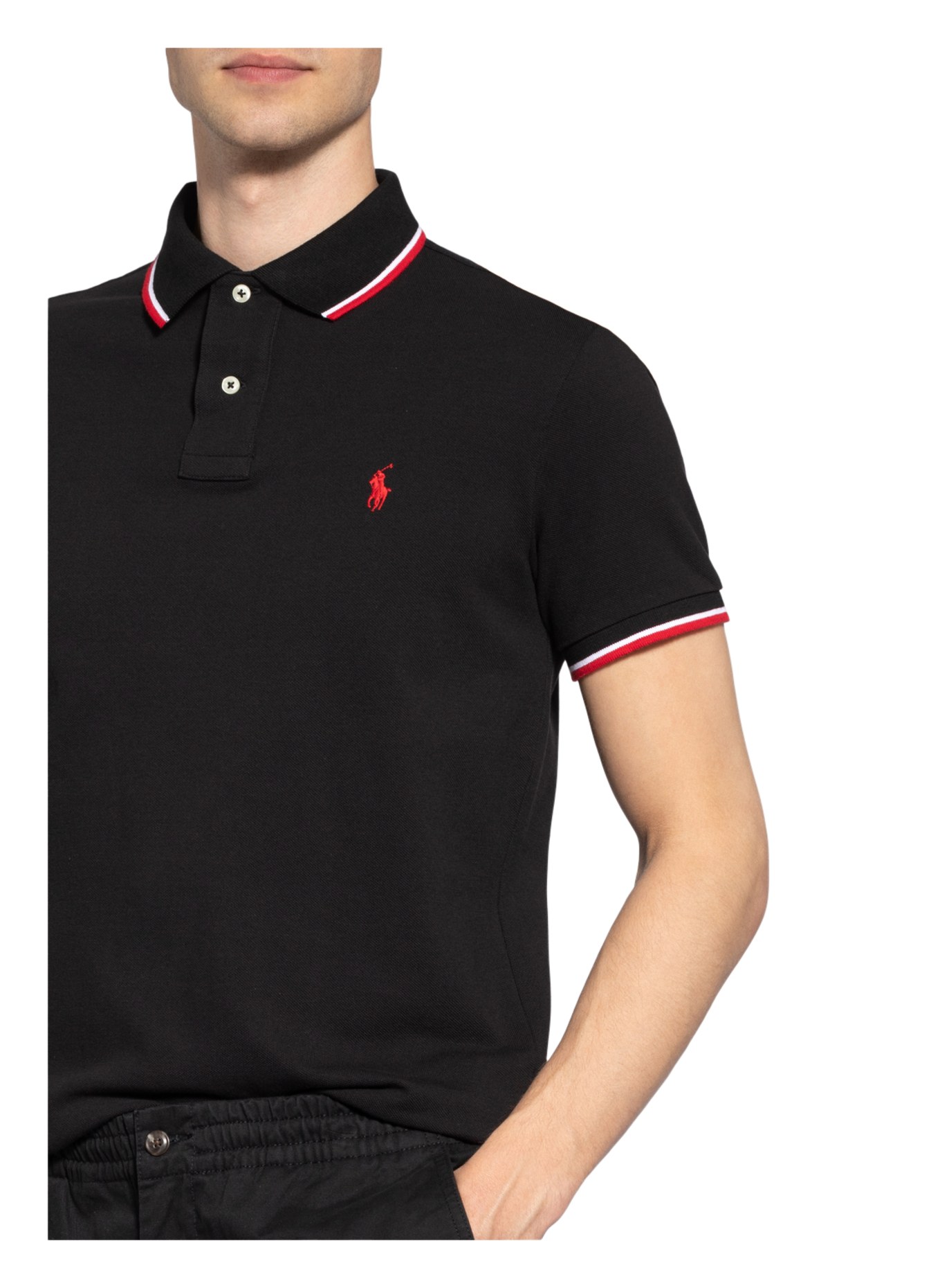 POLO RALPH LAUREN Piqué-Poloshirt Custom Slim Fit, Farbe: SCHWARZ (Bild 4)