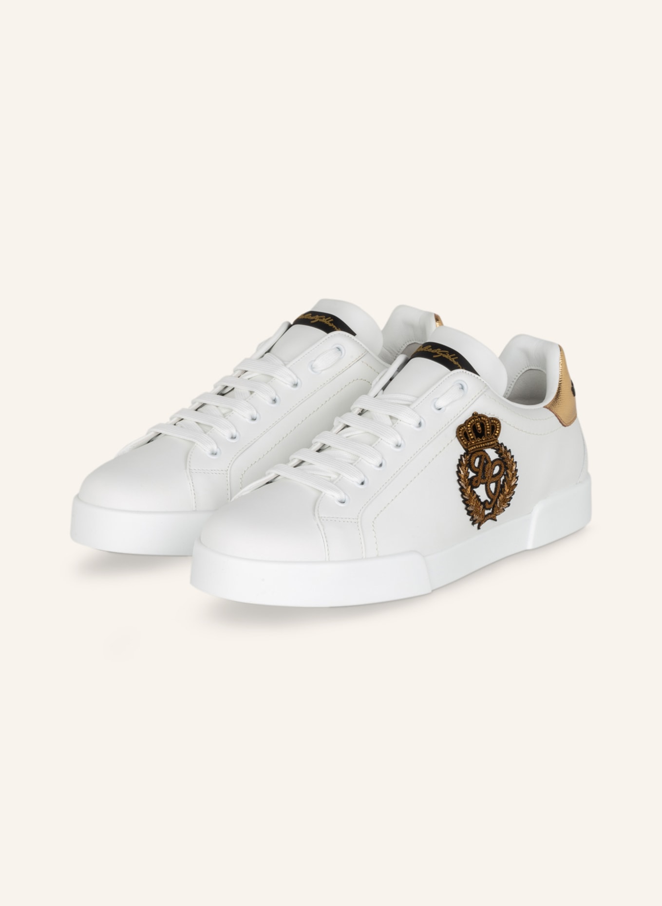 DOLCE & GABBANA Sneakers PORTOFINO, Color: WHITE/ GOLD (Image 1)