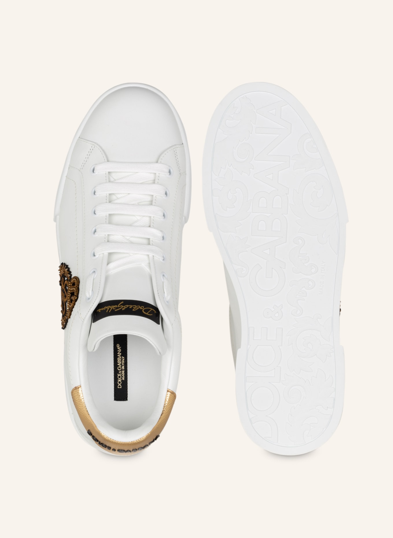 DOLCE & GABBANA Sneakers PORTOFINO, Color: WHITE/ GOLD (Image 5)