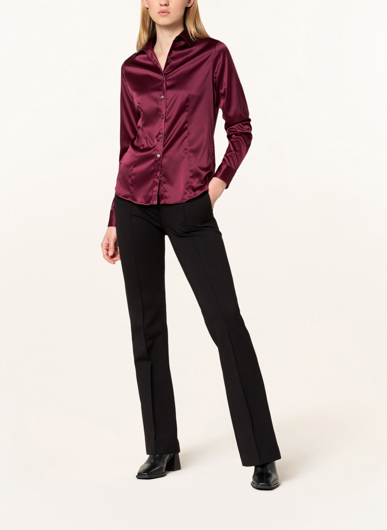 ROBERT FRIEDMAN Koszula AGATA z satyny: CIEMNOCZERWONY