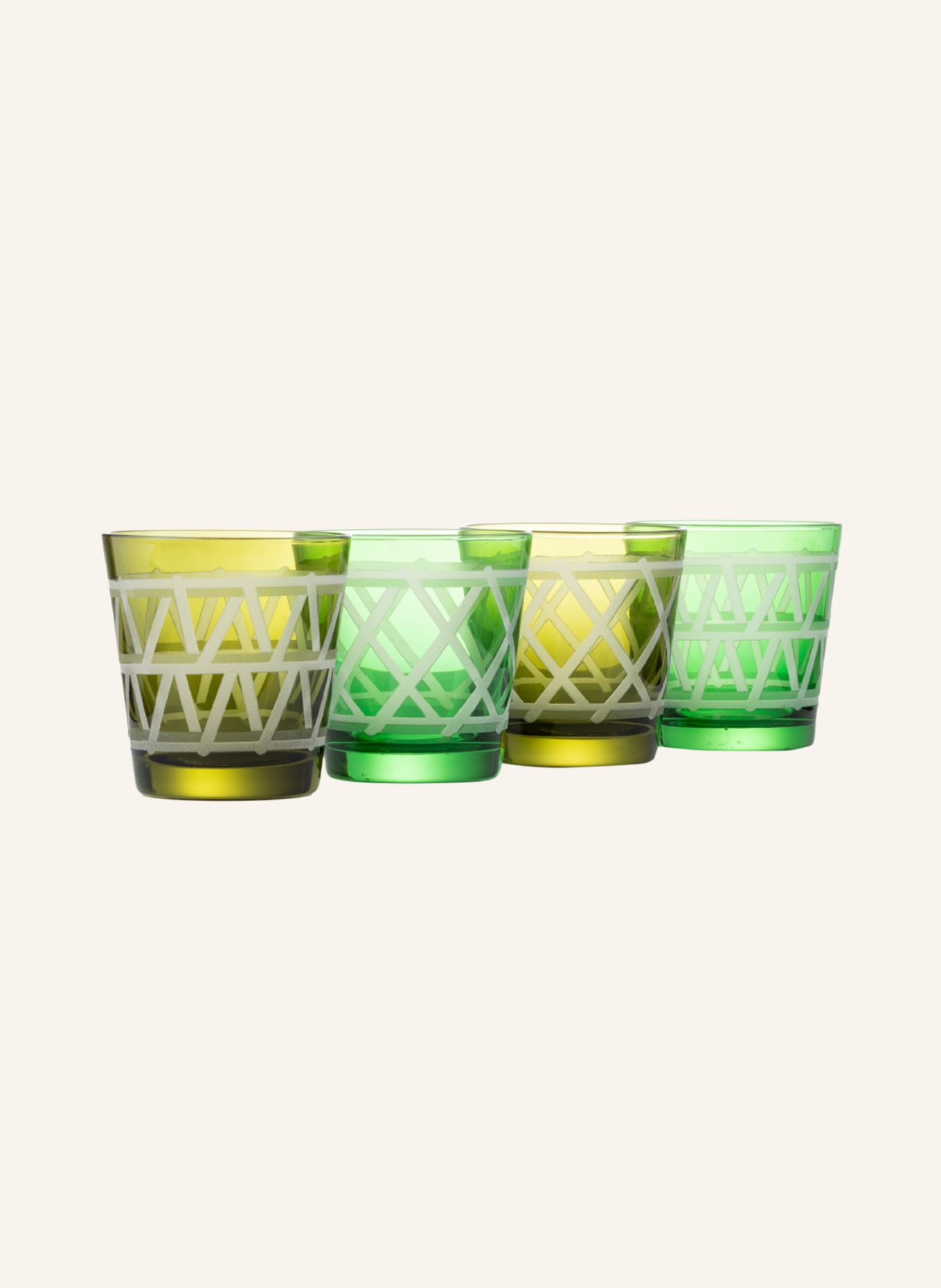 POLSPOTTEN Set of 4 drinking glasses , Color: LIGHT GREEN/ GREEN (Image 1)