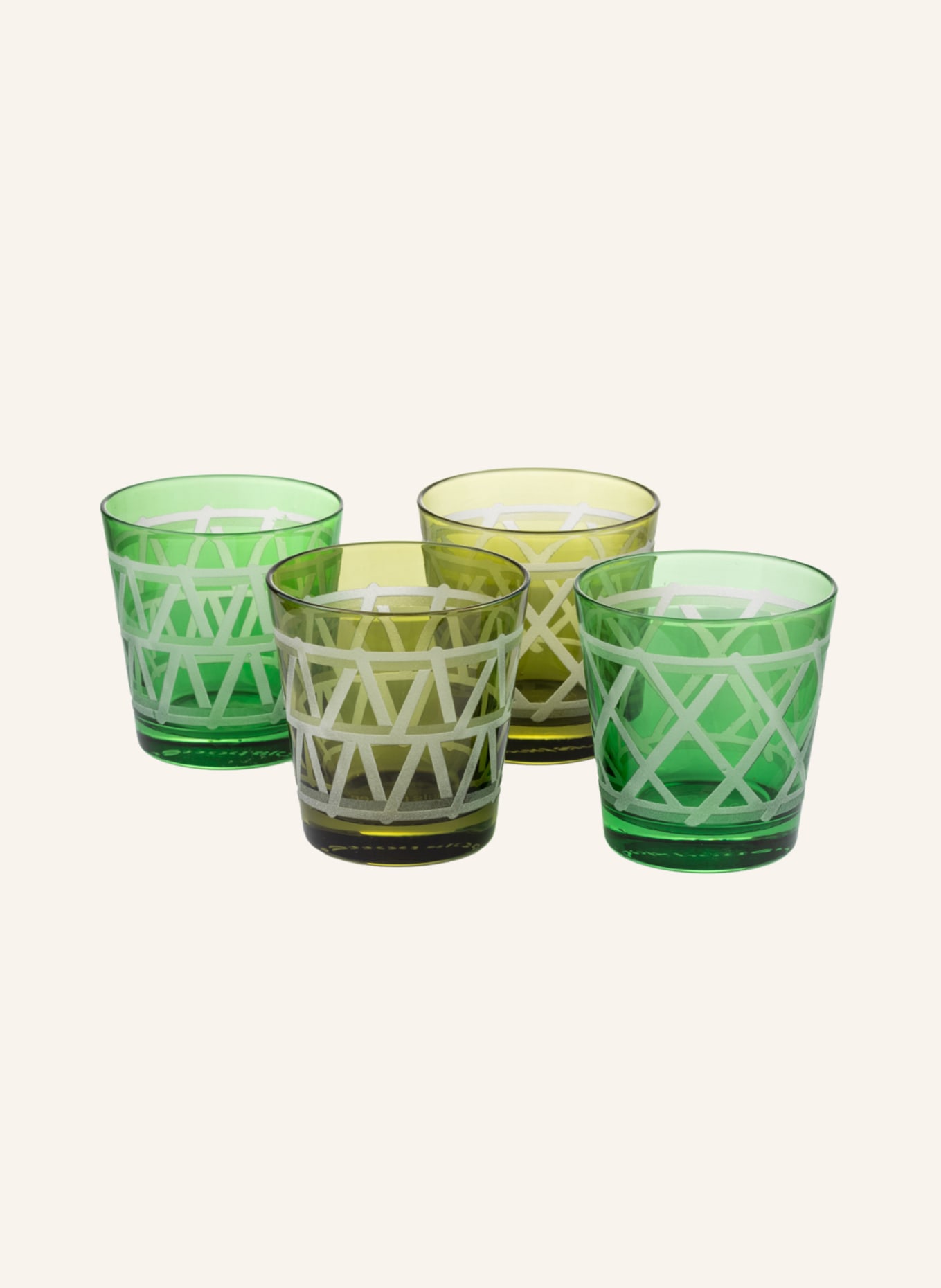 POLSPOTTEN Set of 4 drinking glasses , Color: LIGHT GREEN/ GREEN (Image 3)