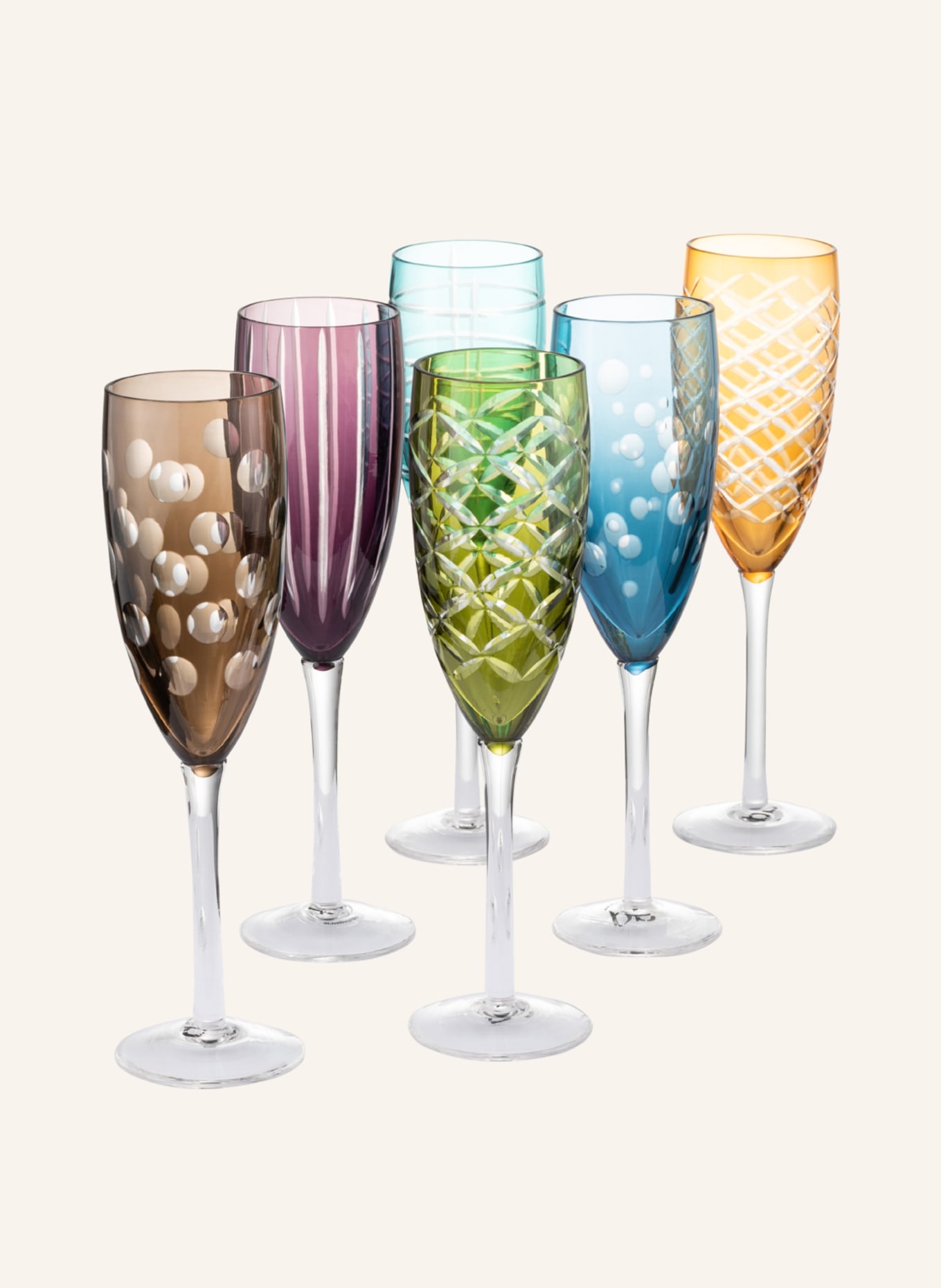 pols potten 6er-Set Champagnergläser, Farbe: LILA/ BLAU/ BRAUN (Bild 1)