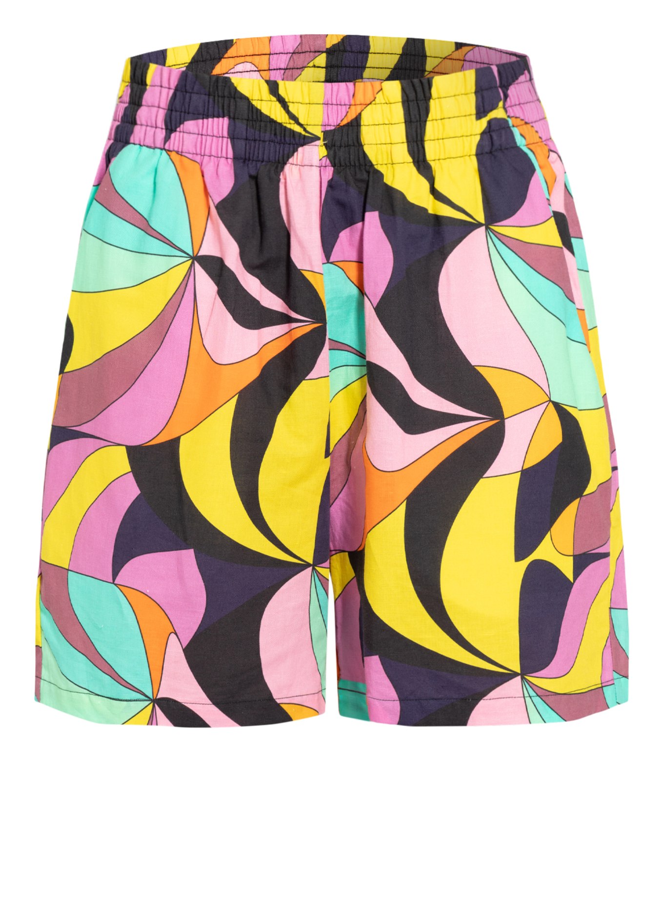 VILEBREQUIN Linen shorts 1984 INVISIBLE FISH , Color: BLACK/ YELLOW/ PINK (Image 1)