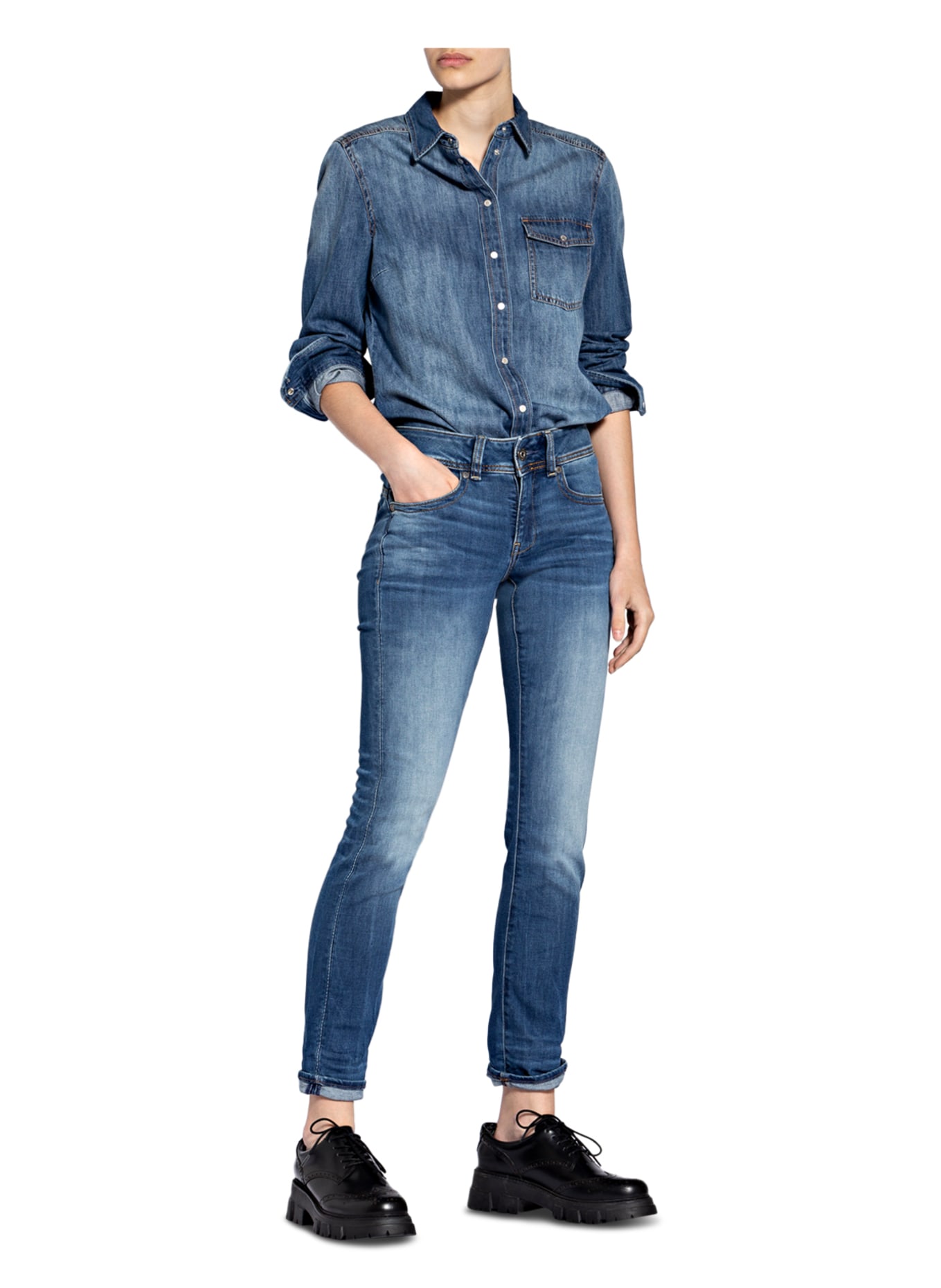 G-Star RAW Straight Jeans MIDGE SADDLE, Farbe: 6028 MEDIUM INDIGO AGED (Bild 2)