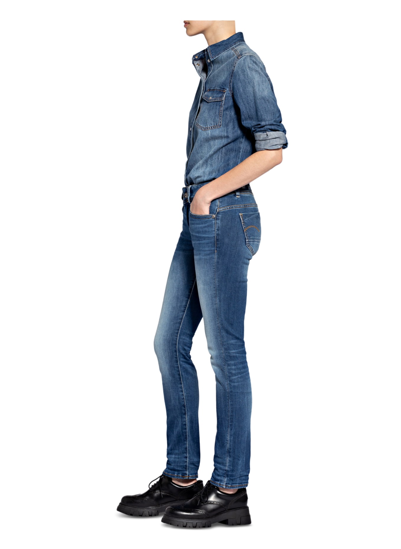 G-Star RAW Straight jeans MIDGE SADDLE, Color: 6028 MEDIUM INDIGO AGED (Image 4)