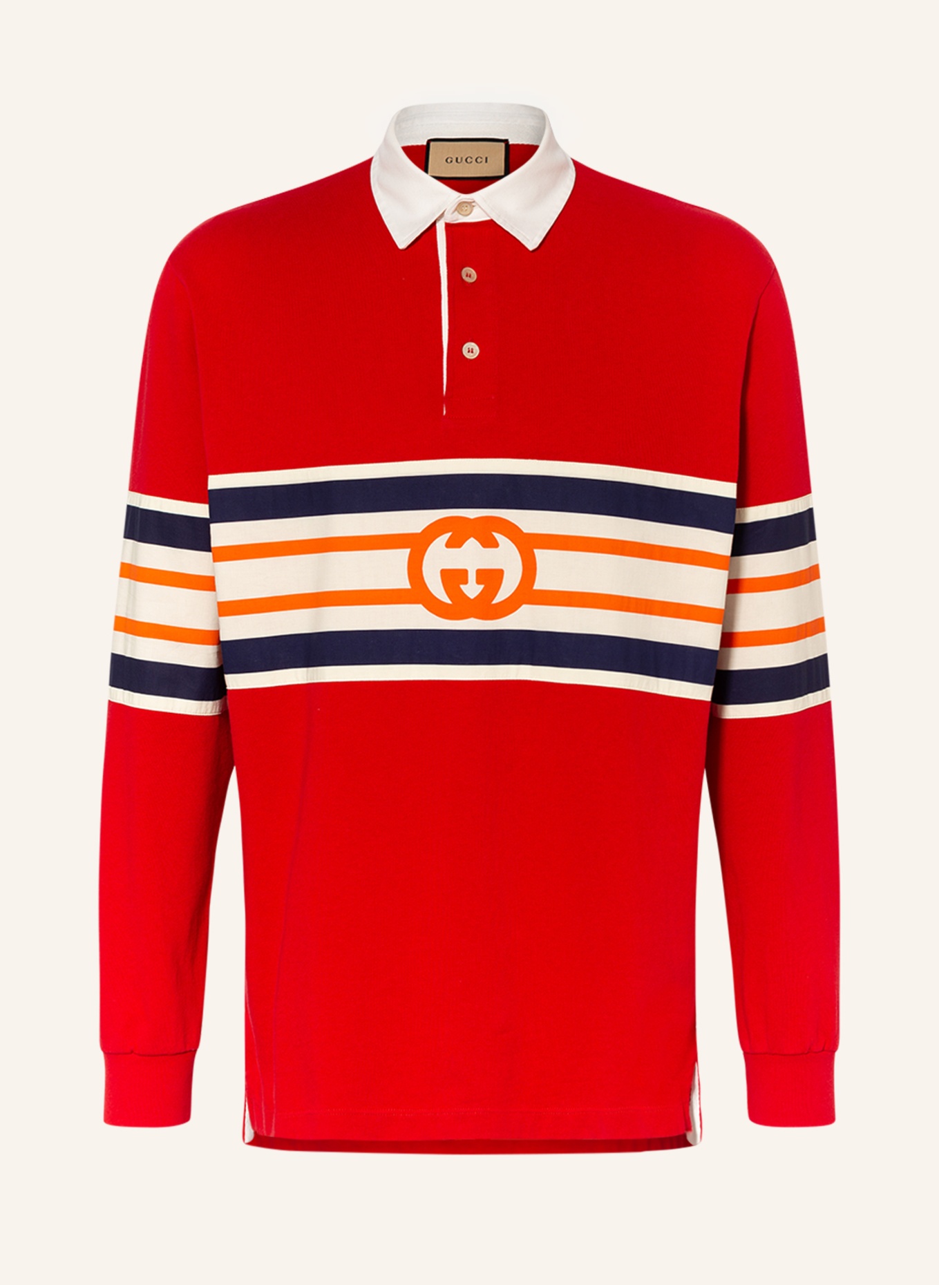 GUCCI Jersey-Poloshirt , Farbe: ROT/ ORANGE/ DUNKELBLAU (Bild 1)