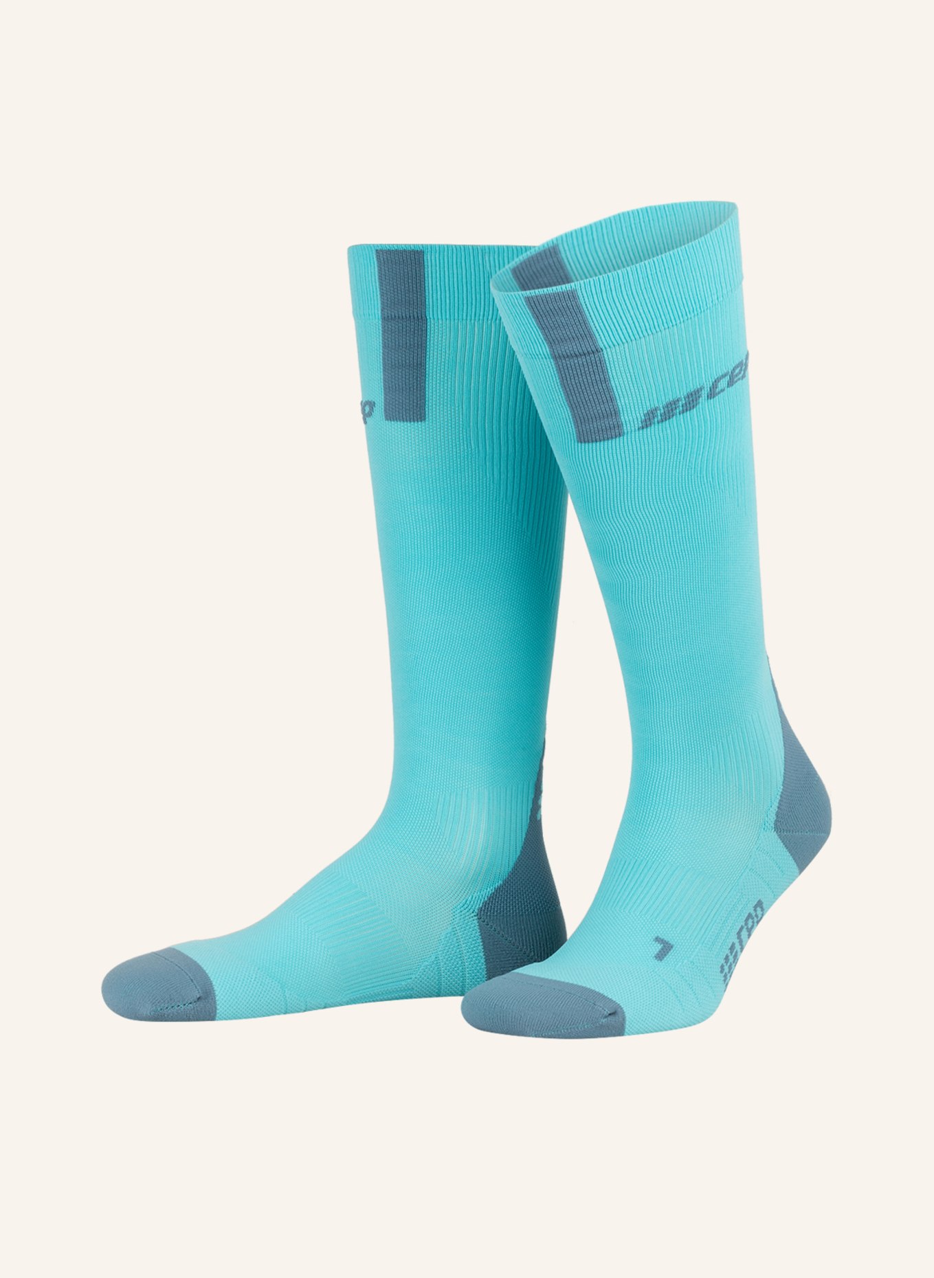 cep Running socks COMPRESSION 3.0, Color: BLUE GRAY/ TURQUOISE (Image 1)