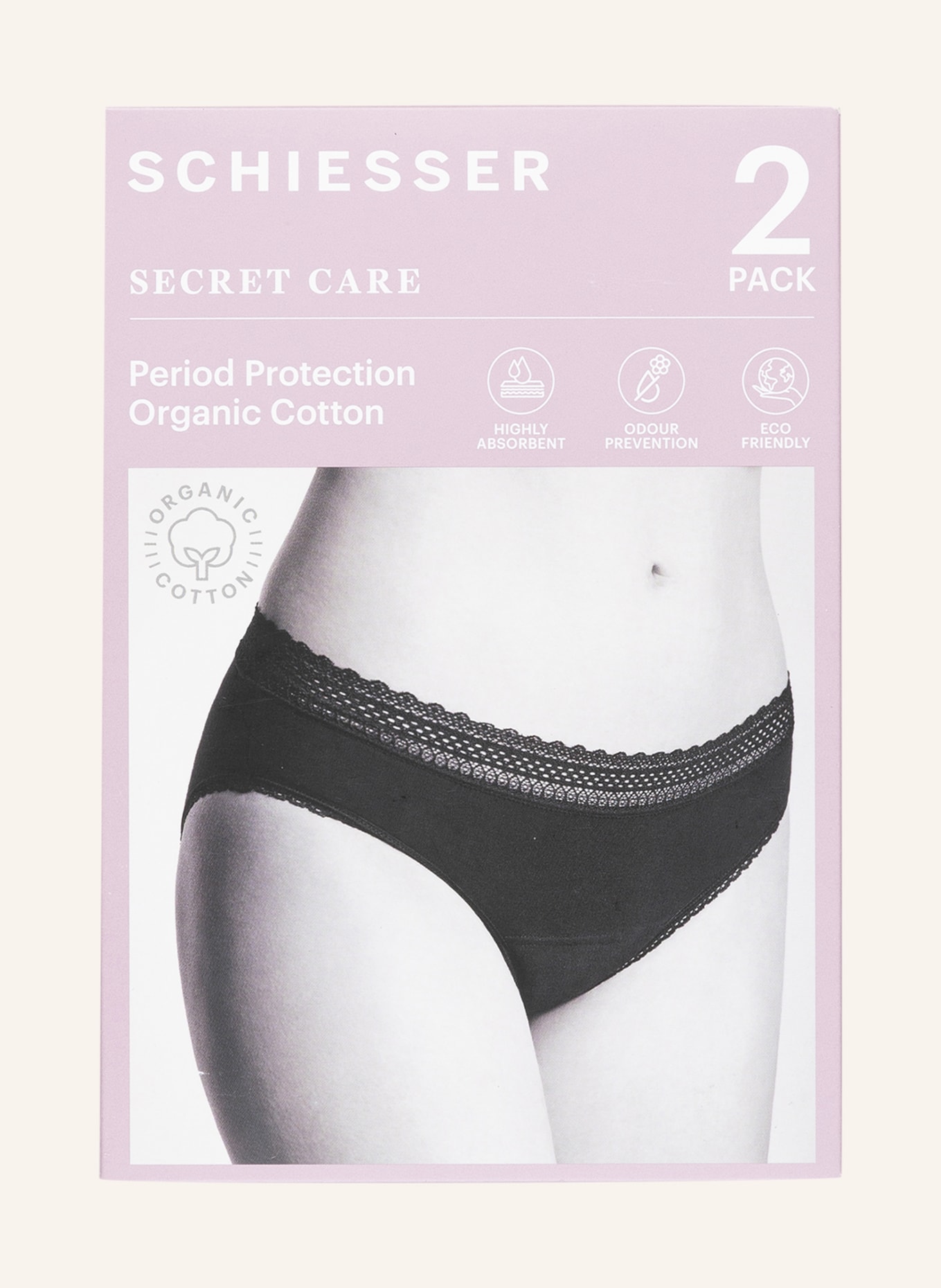 SCHIESSER 2-pack period underwear SECRET CARE, Color: BLACK (Image 3)