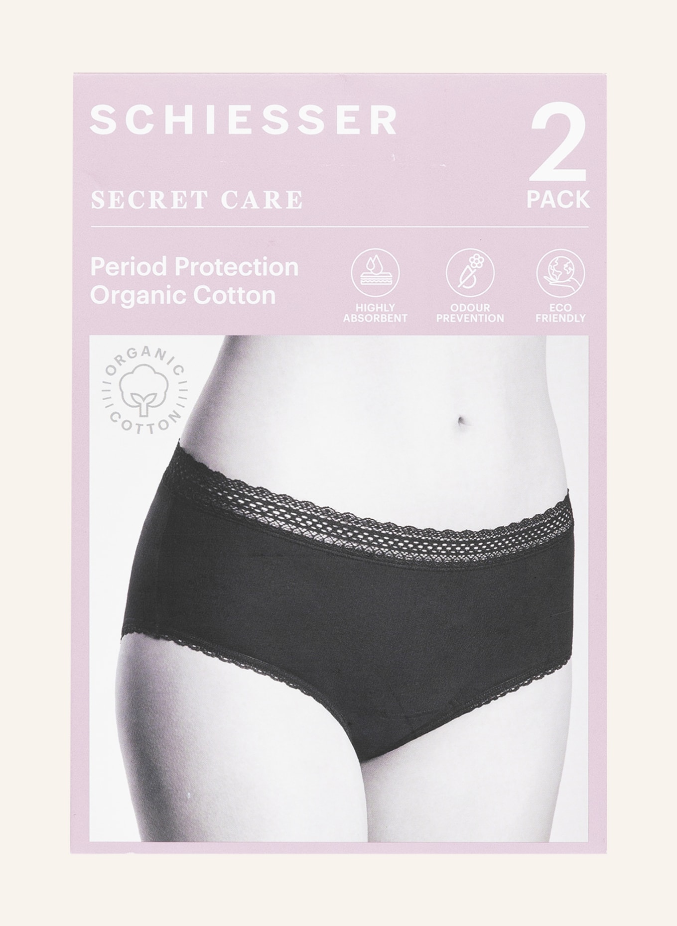 SCHIESSER Menstruační kalhotky SECRET CARE, 2 kusy v balení, Barva: ČERNÁ (Obrázek 3)
