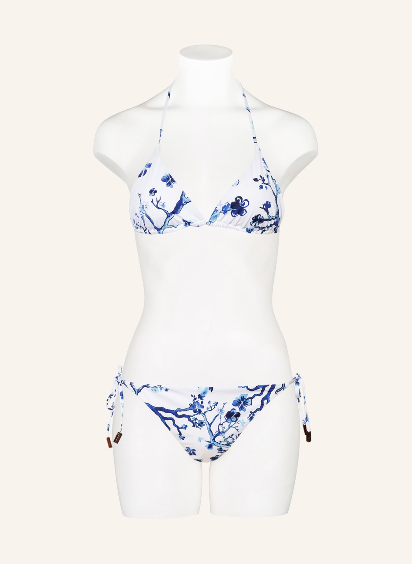 VILEBREQUIN Triangel-Bikini-Hose CHERRY BLOSSOM FLORE, Farbe: WEISS/ BLAU (Bild 2)
