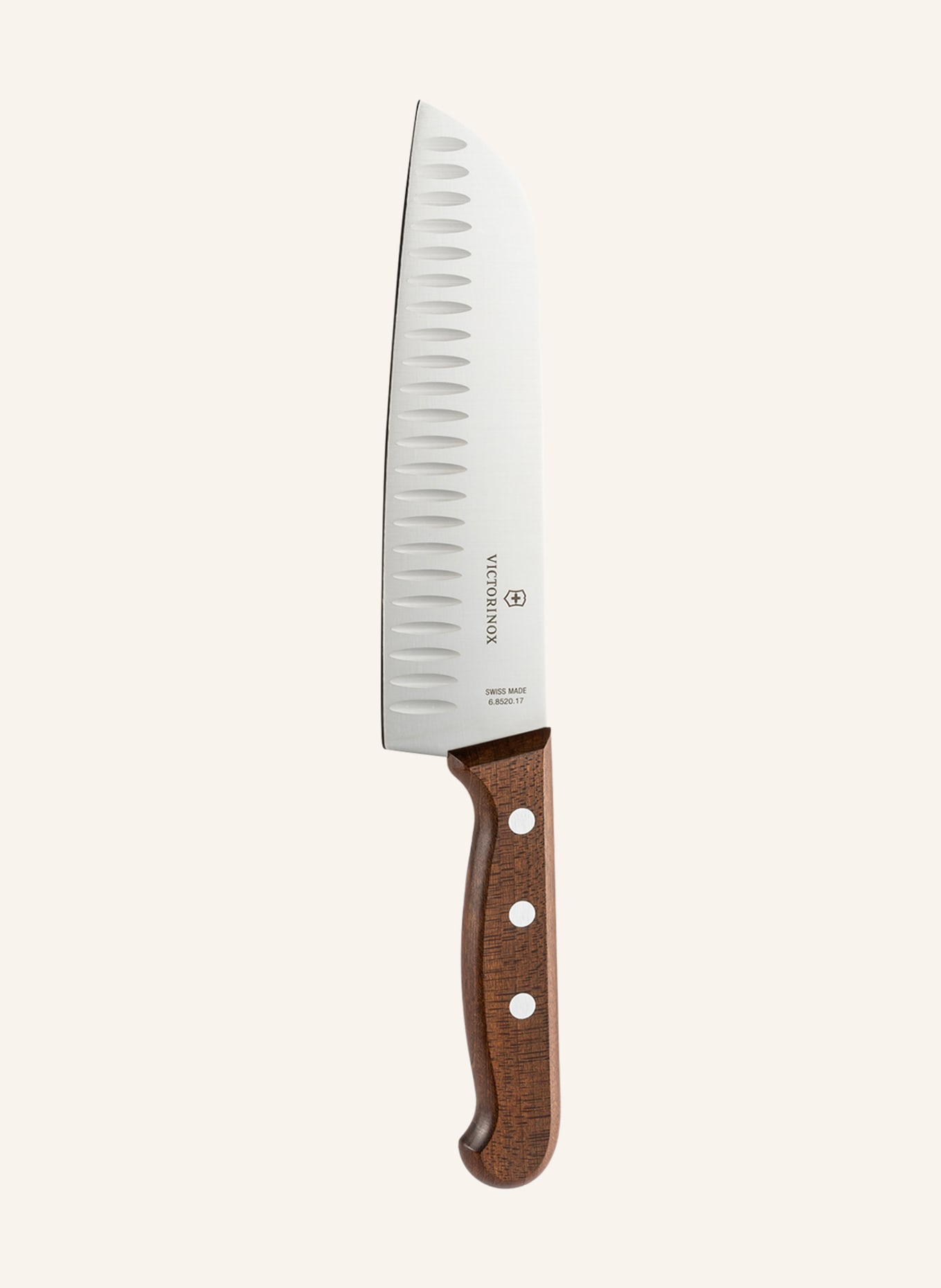 VICTORINOX Santoku knife with fluted edge, Color: SILVER/ BROWN (Image 1)