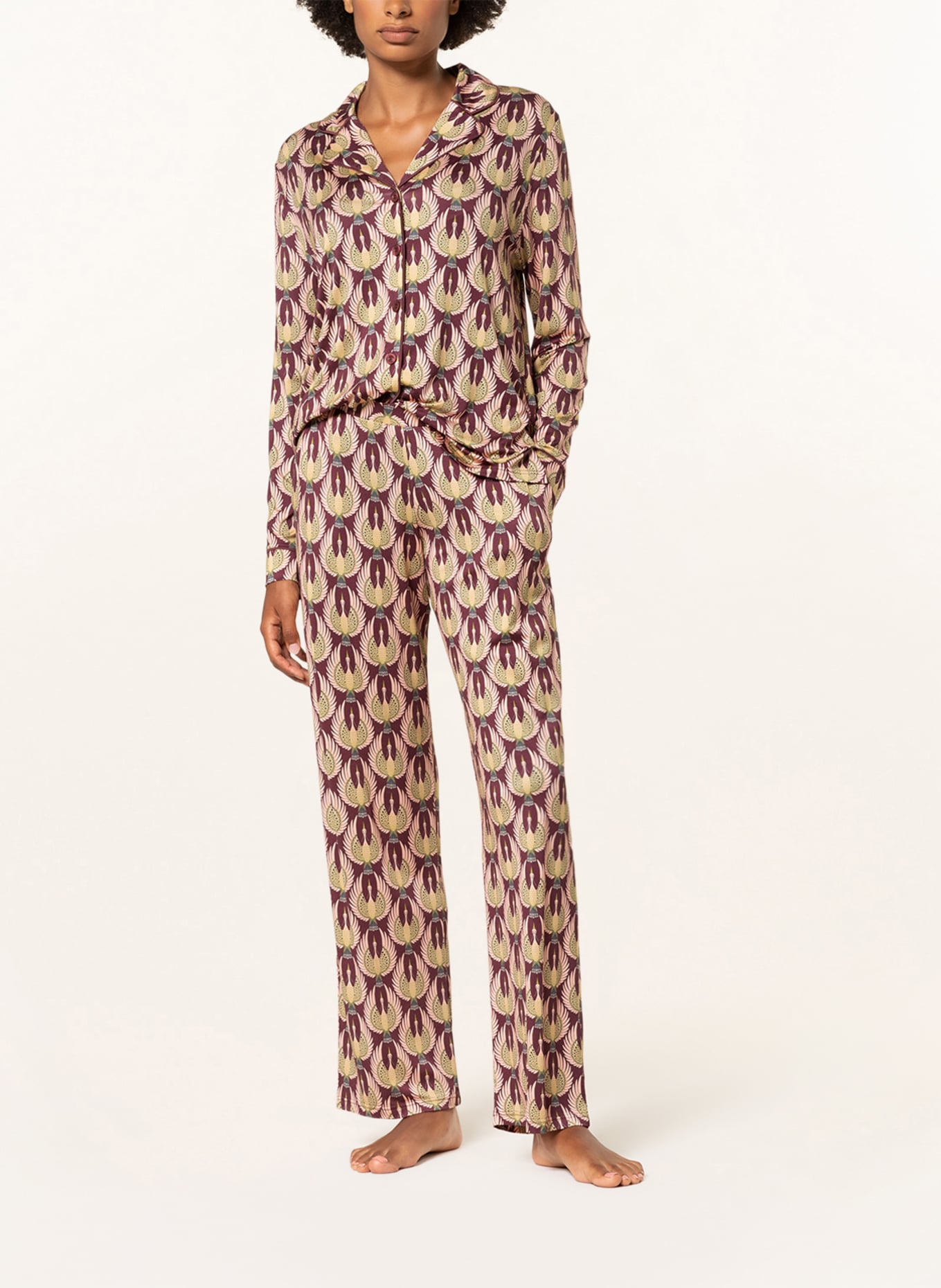 mey Schlafshirt Serie ILARIA: DUNKELROT / NUDE / GRÜN