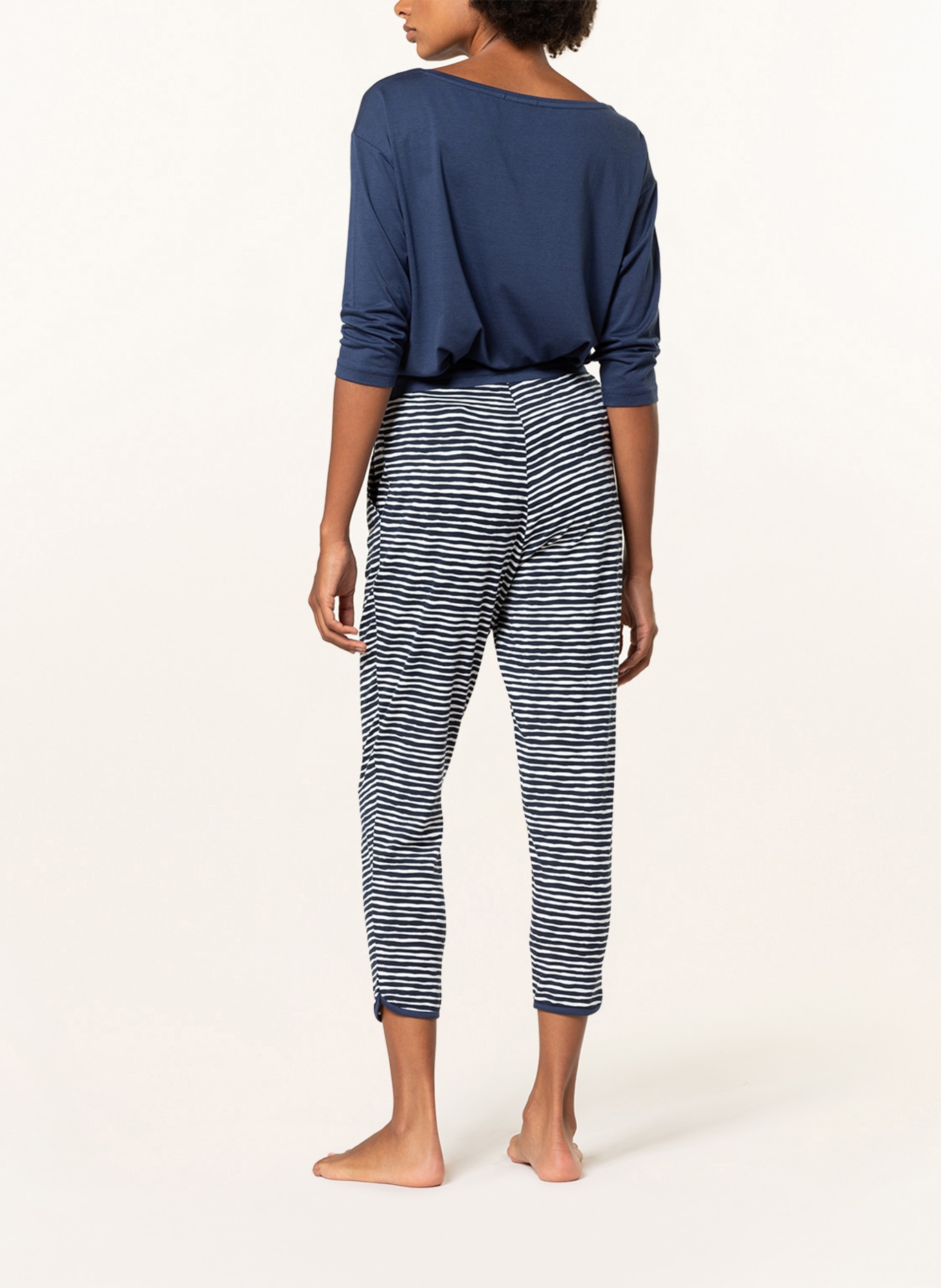 mey 7/8 pajama pants series ABBI, Color: WHITE/ DARK BLUE (Image 3)