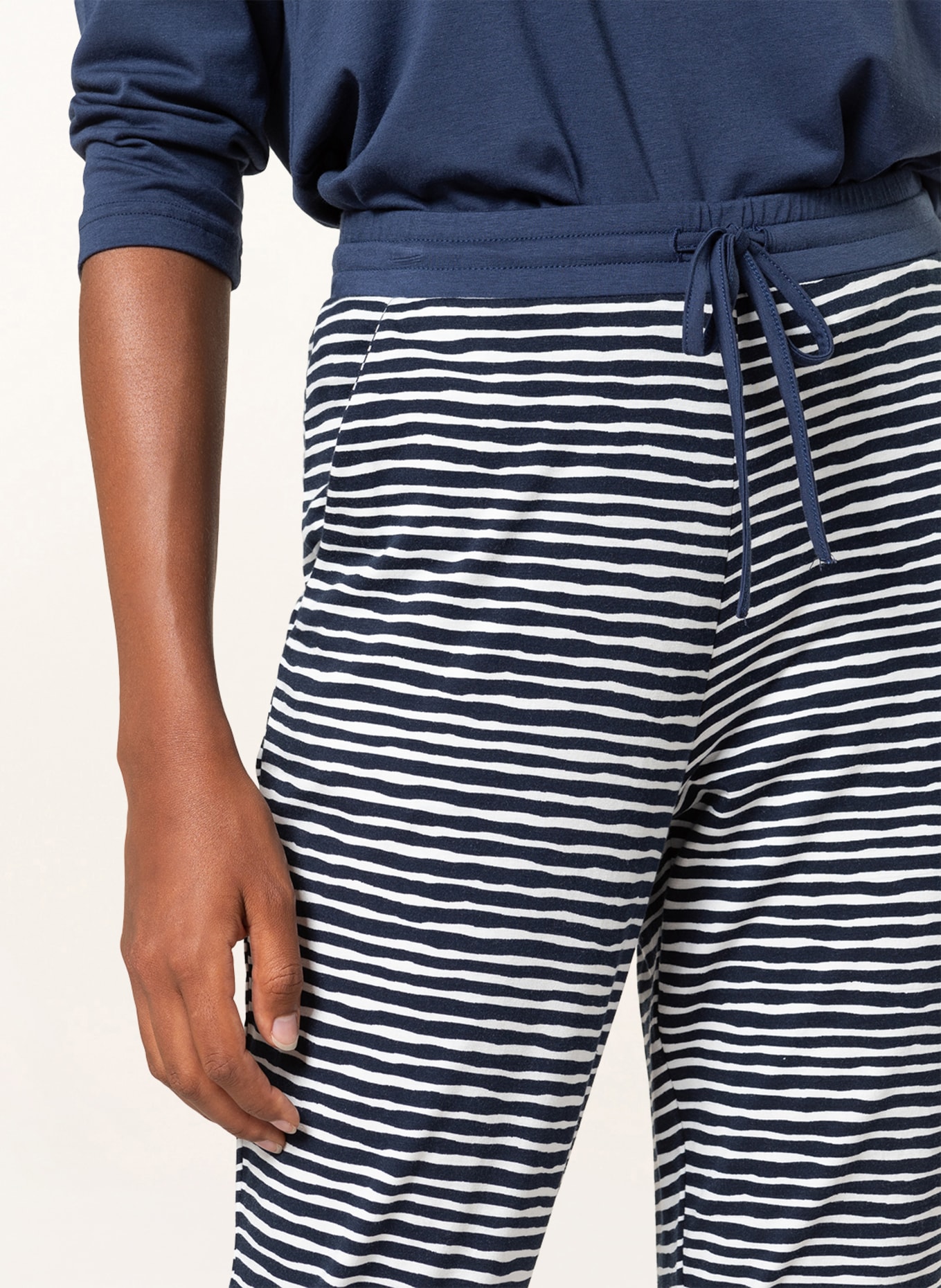 mey 7/8 pajama pants series ABBI, Color: WHITE/ DARK BLUE (Image 5)